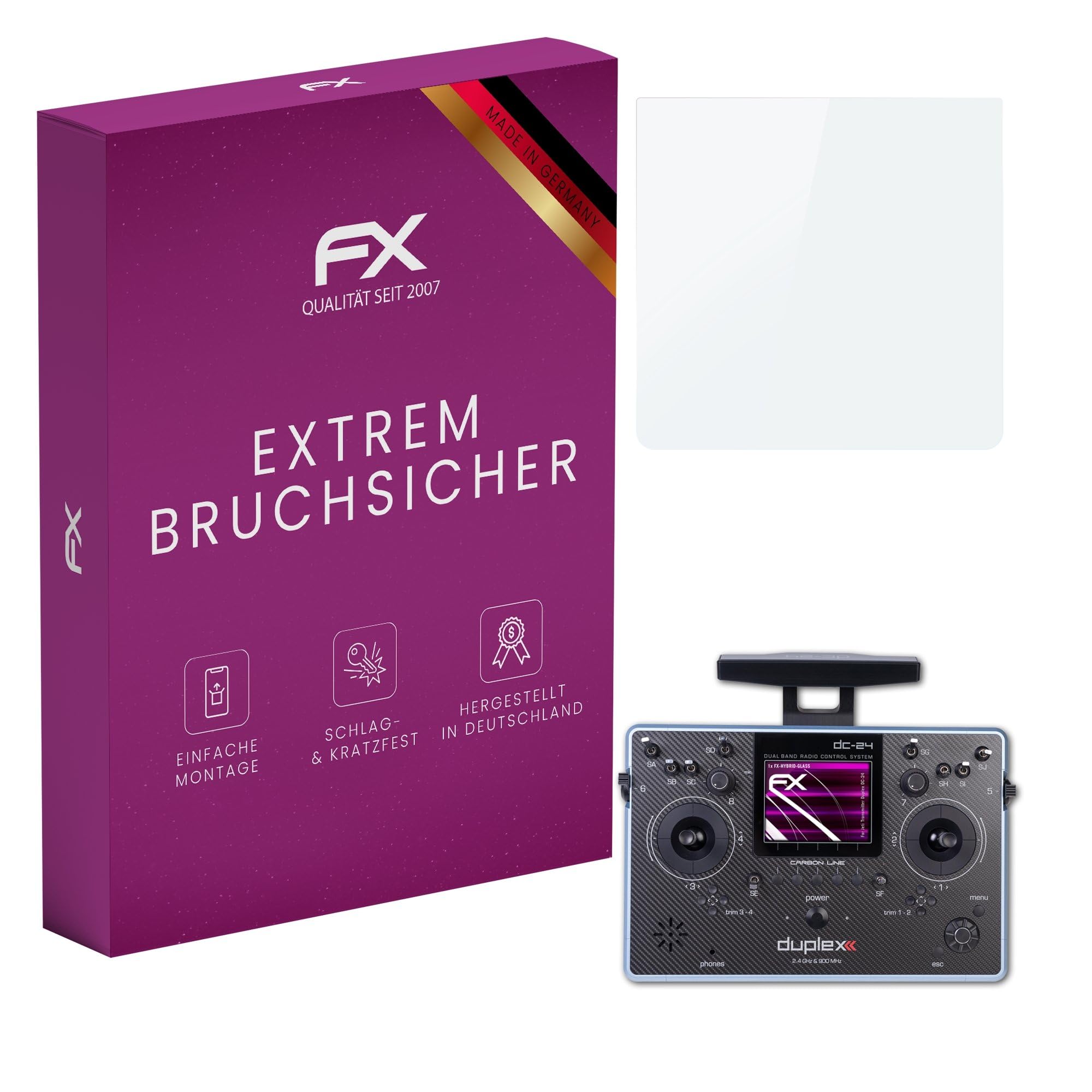 Protection écran AtFoliX Hybrid-Glass 9H Pour émetteur Jeti Duplex DC-14 II - Incassable, Anti-rayures