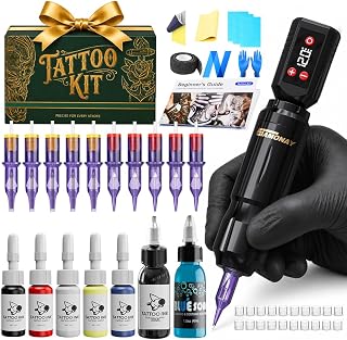 Cordless Tattoo Gun Kit,Tattoo Kit with Ink and Needles for Artists