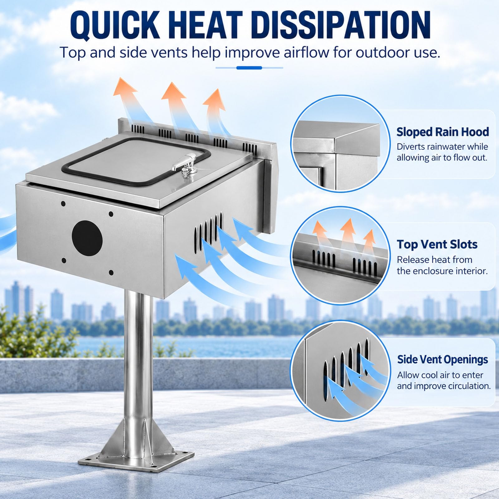 Gabinete Eléctrico para Exterior Acero Inoxidable con Doble Puerta en Poste