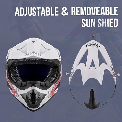 Miniatura 6 de DOT Casco para bicicleta de tierra para jóvenes para niños y niñas de 5 a 14 años, de cuatro ruedas, motocross, BMX, MX, UTV, moto de nieve, kart,