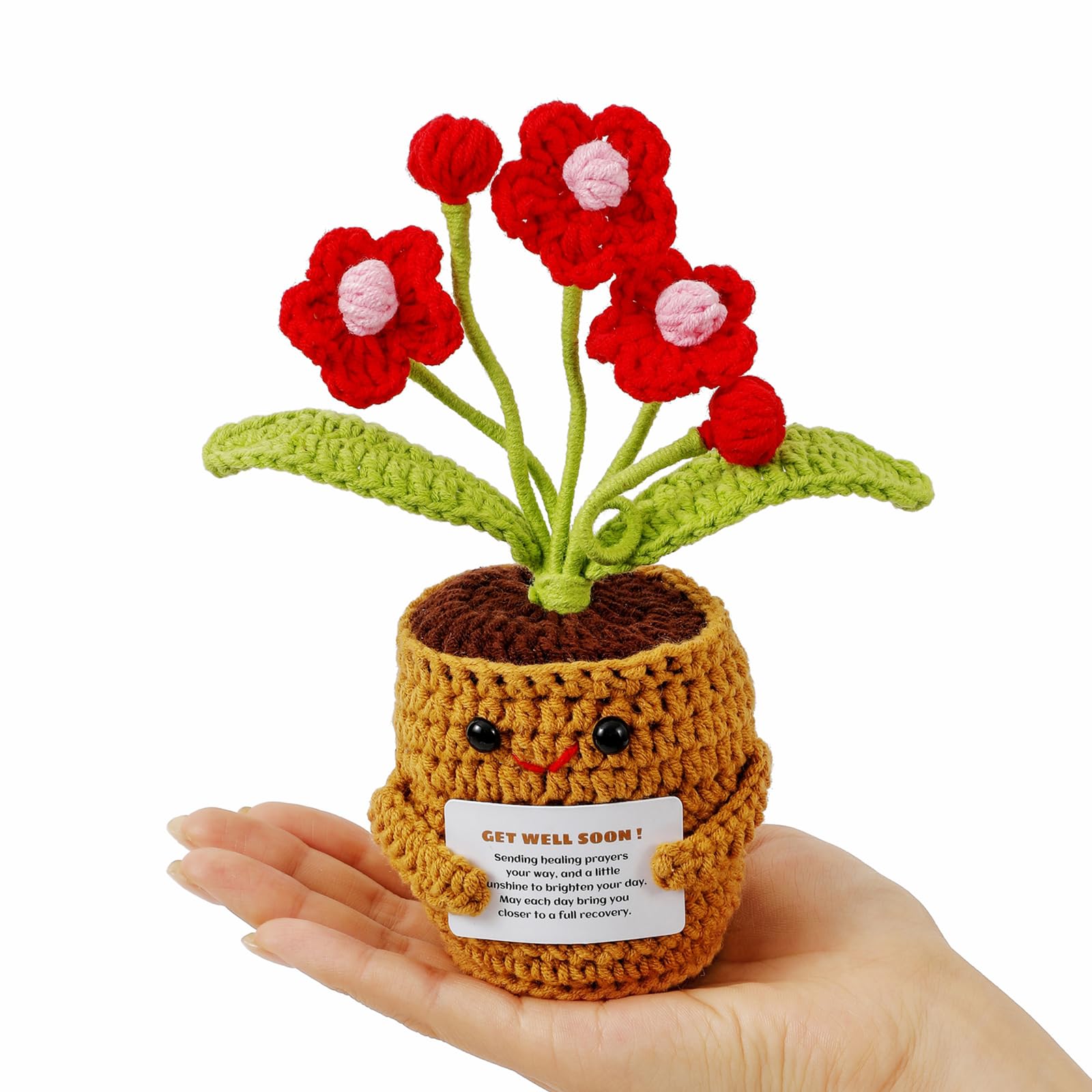 Tidelit Handmade Crochet Positive Crochet Flower Get Well Soon Gifts For Women Men Kids, Emotional Support Crochet Gifts, Sympathy Gift Cheer Up Gift For Women After Surgery, Recovery
