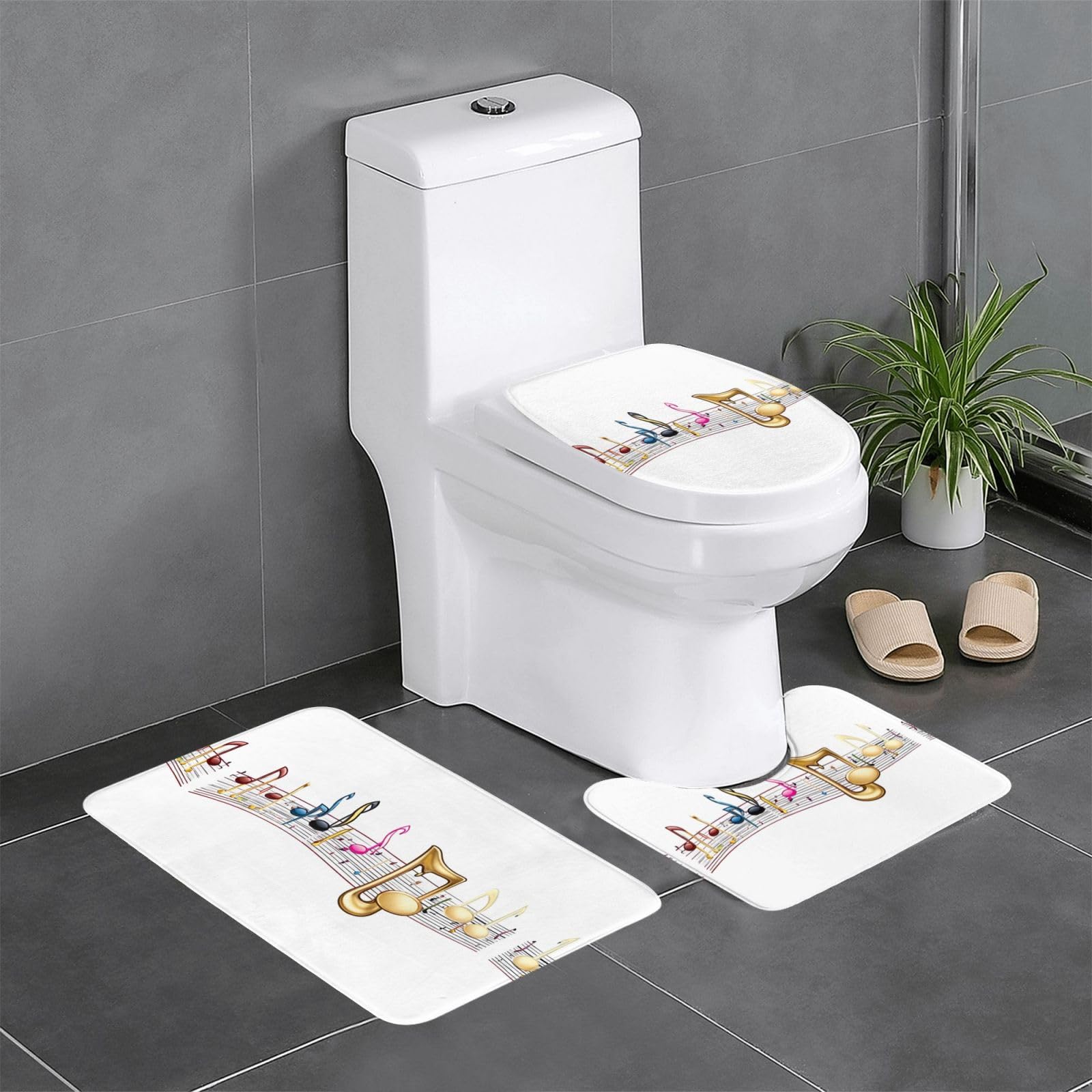 Tapis de salle de bain anti-glisse lot de 3 WHJDPP pour sécuriser le sol des toilettes et vasques