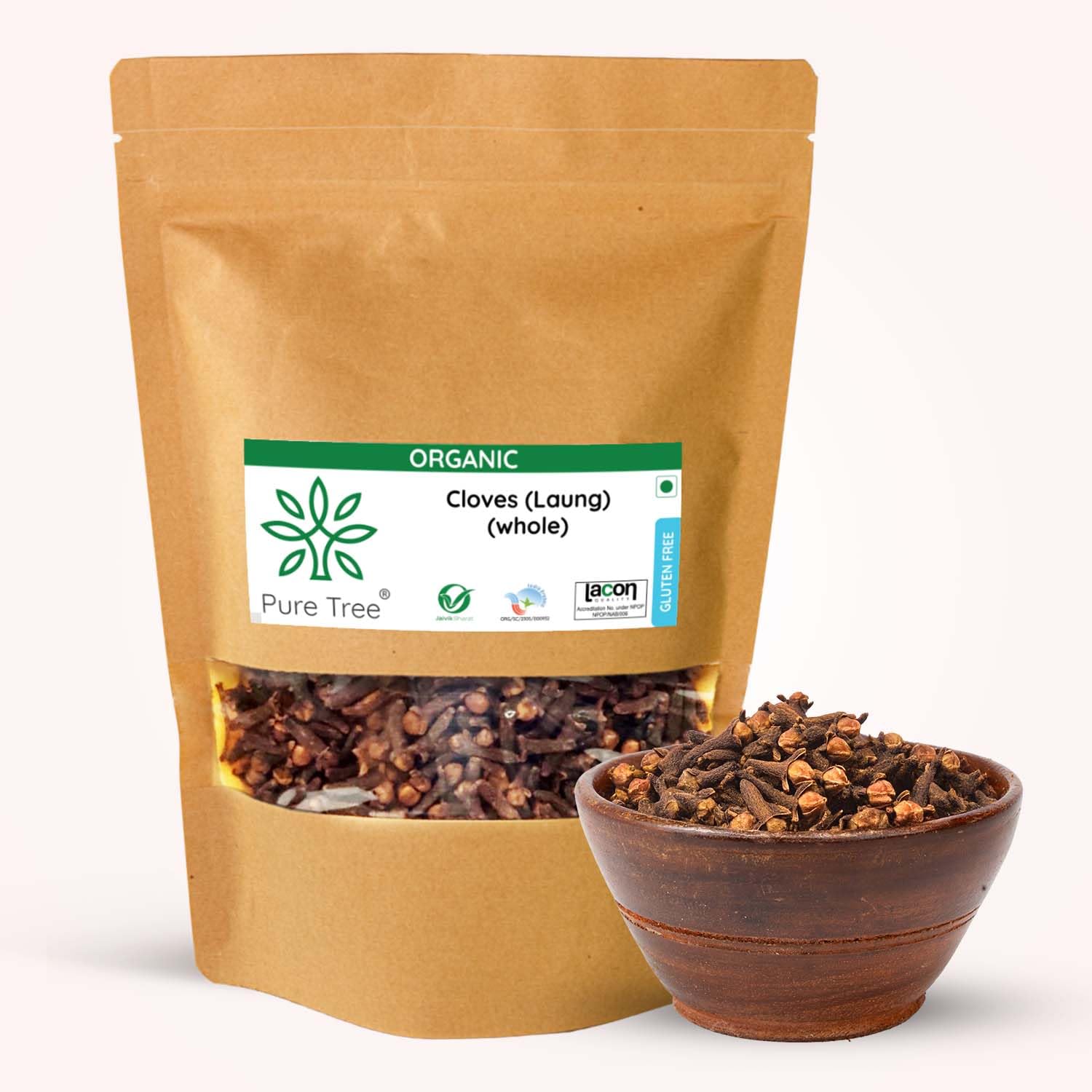 Pure Tree Certified Organic Laung | 50 Gm | Organic Cloves Whole | Lavang Whole Spices | Aromatic & Flavorful Clove Seeds Khada Masala | Dried Cloves | Lavangam