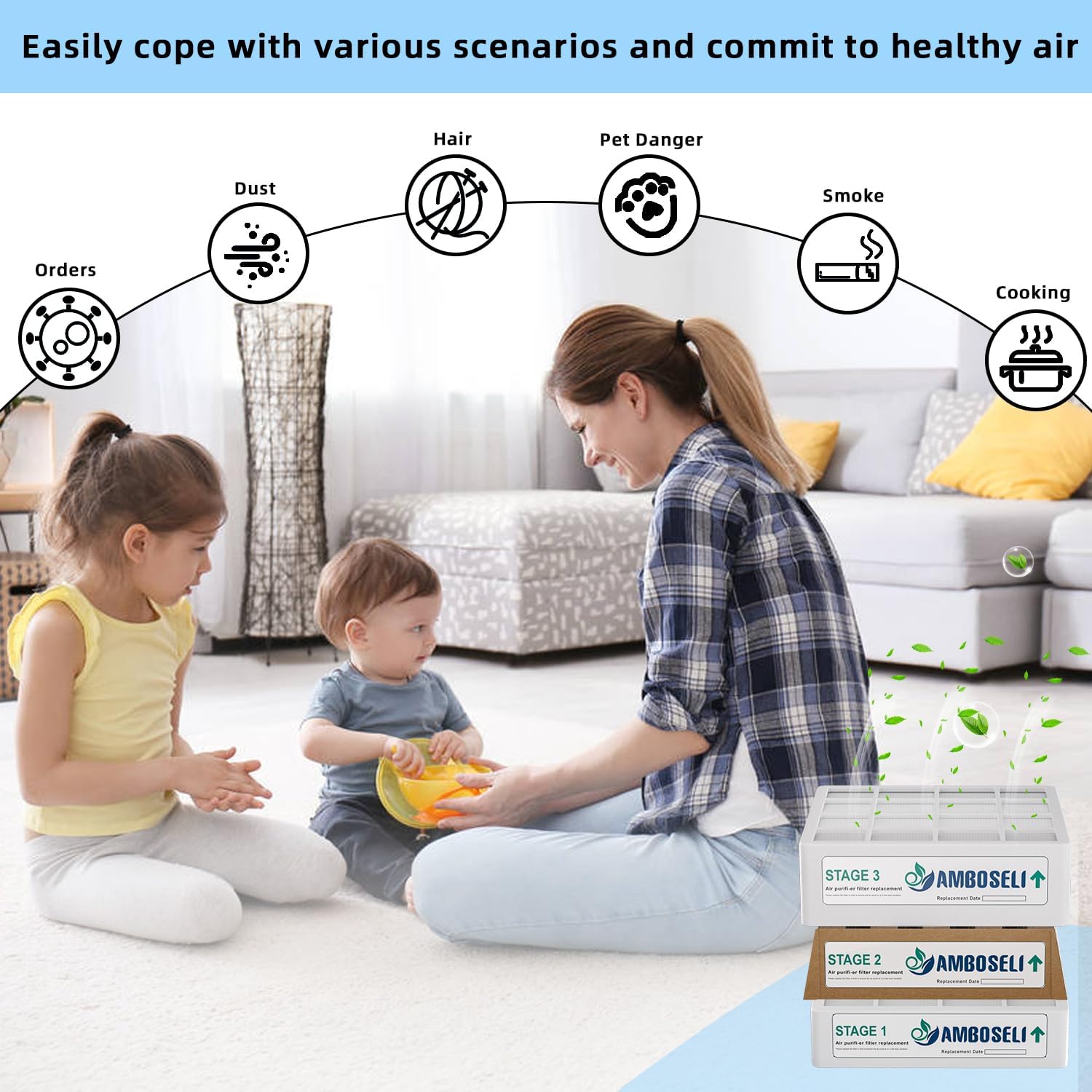 3 Pack Replacement Filter Set of 3 Filters - Compatible with IQAir HealthPro Series Air Purifier