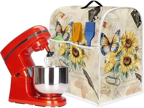 Miniatura 5 de Funda para batidora de soporte de mariposa de girasol compatible con mezclador de cocina de 6 a 8 cuartos de galón, fundas lavables a prueba de
