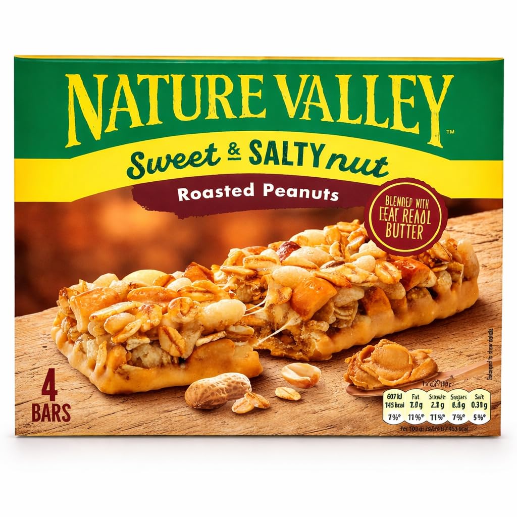 natures valley sweet & salty nut bars roasted peanut granola snack bars 4 pack 120g (imported) from biteza