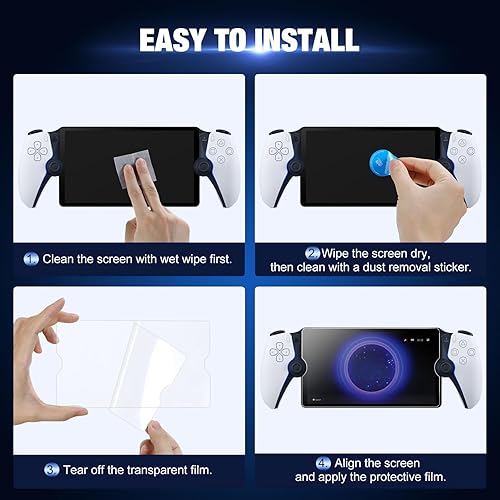 Miniatura 7 de MoKo Protector de pantalla compatible con PlayStation Portal Remote Player, paquete de 4 películas de vidrio templado de dureza 9H antiarañazos,