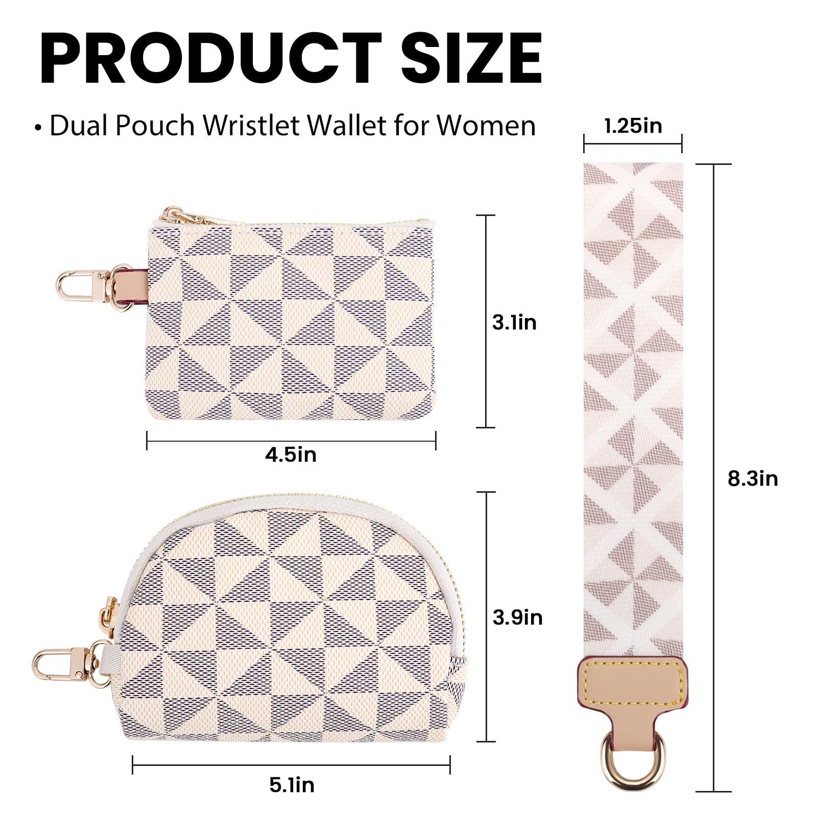 Keychain Wristlet Wallets for Women Leather Coin Purse Dual Pouch Wristlet Credit Card Holder Clutch Purse Wallets Womens Small wristlet wallets