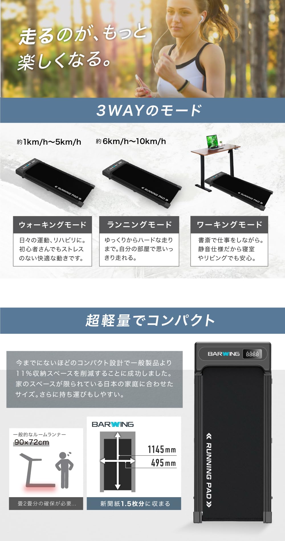 自粛中の家トレに ウォーキングマシン Barwing Walkingpad