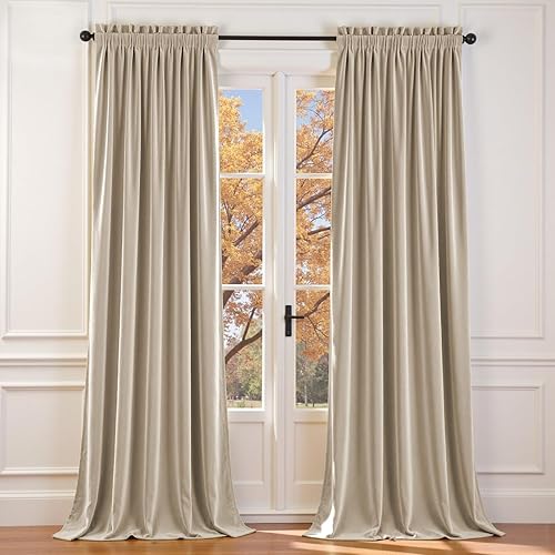 Lazzzy - 2 paneles de cortinas de terciopelo, para oscurecimiento de habitación, con aislamiento térmico, muy suaves, lujosas, con bolsillo para