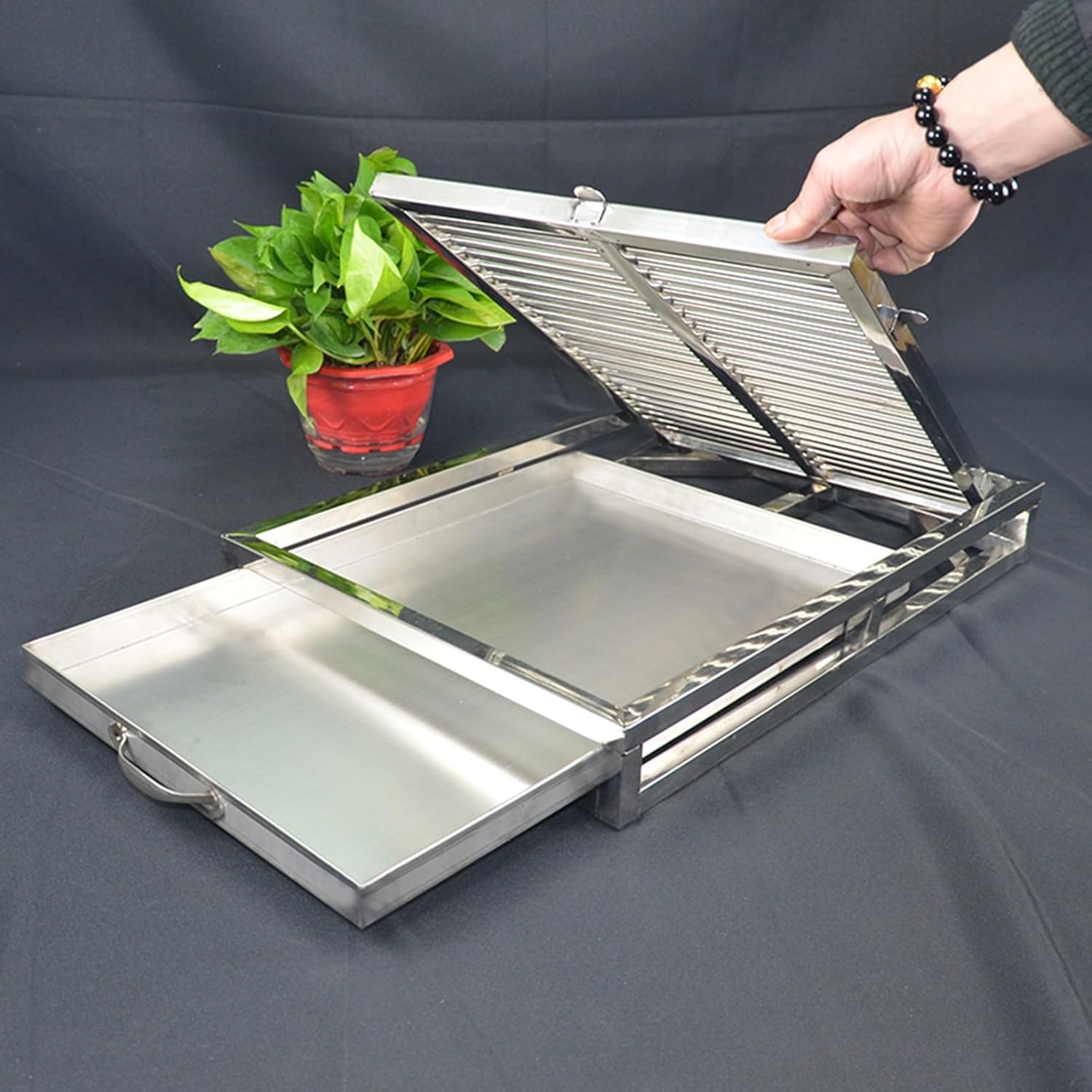 Dog Potty Toilet Training Tray with Drawer Tray,Stainless Steel Pet Toilet, Dog Toilet for Indoor Or Porch, Floor 70 * 50 * 7.5cm