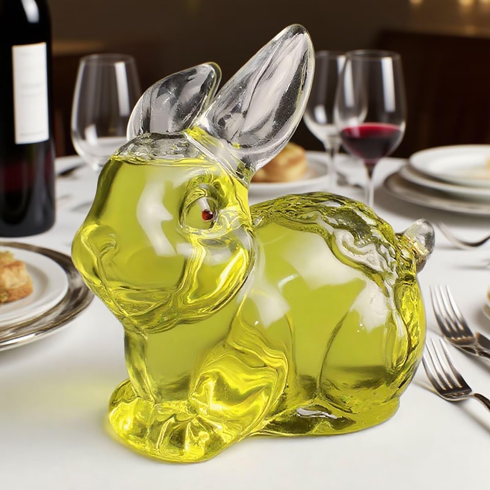1000ML Decantador Whisky Arte Escultura - Decantador De Whisky De Vidrio Con Forma De Conejo 3D, Botella De Vino De Animal Personalizada, Contenedor De Almacenamiento De Licor Novedoso