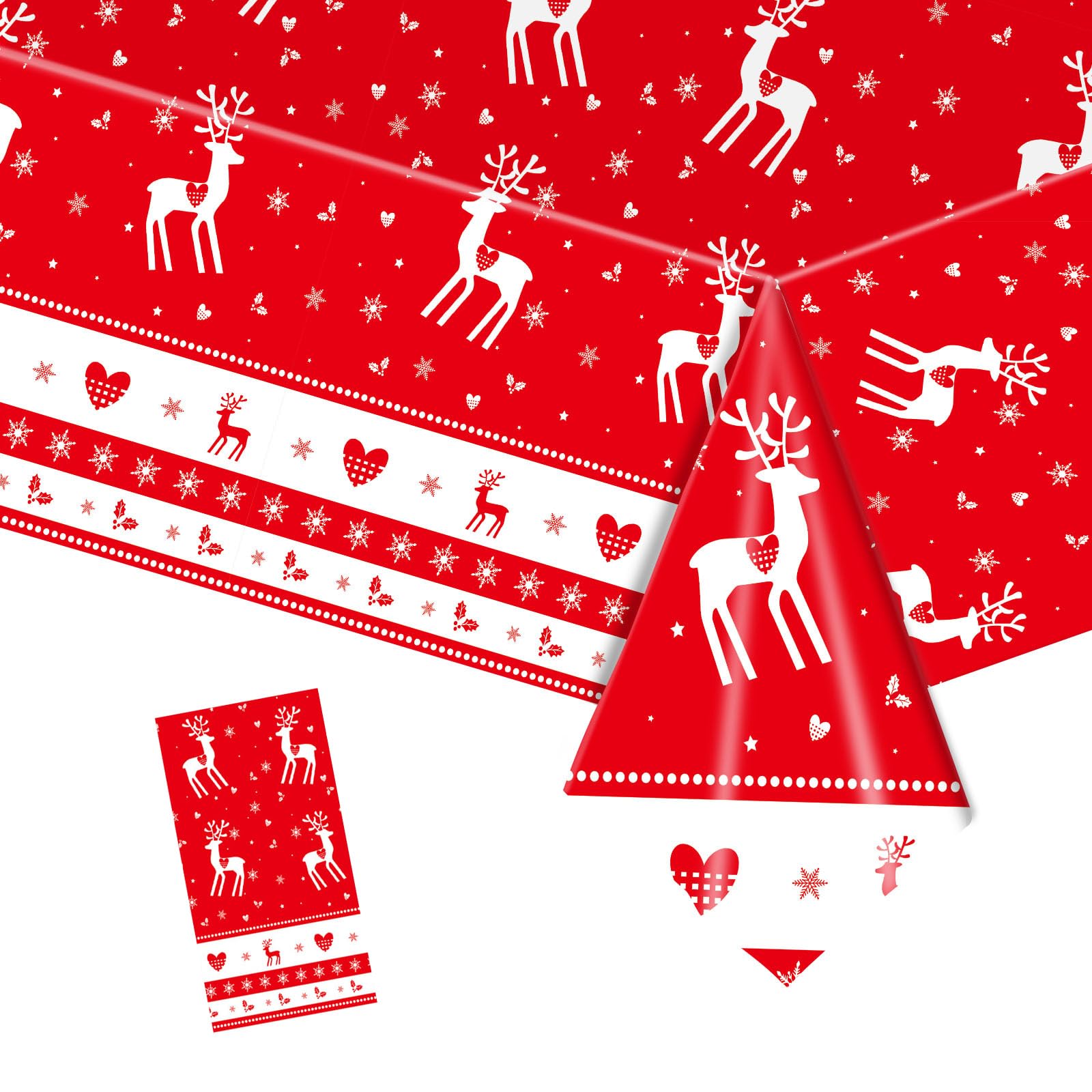 MORAINJAY Mantel de Navidad, mantel grande de 137 x 274 cm, mantel rectangular de plástico impermeable para fiesta de Navidad, cena, vacaciones de invierno, decoración de mesa de Navidad