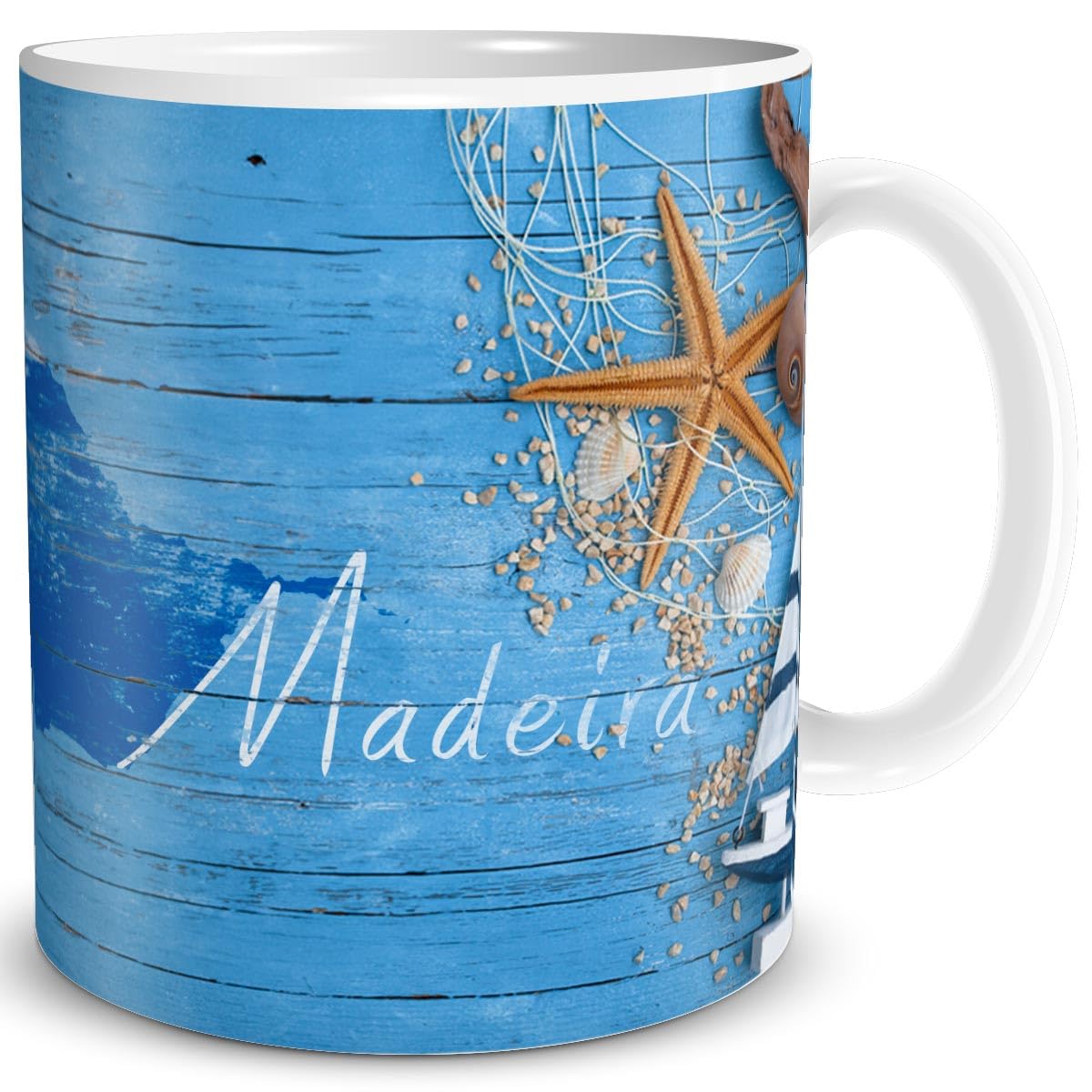 TRIOSK Madeira Portugal Tasse – Keramik, 300 Ml, Buntes Inseldesign, Spülmaschinengeeignet
