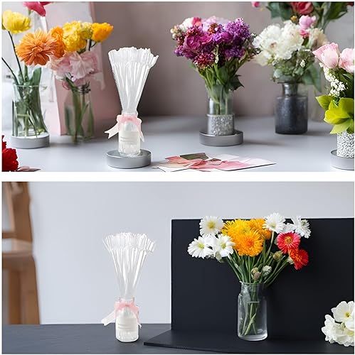 Miniatura 5 de RHBLME 320 púas florales para tarjetas, de plástico transparente de 9.5 pulgadas, cabeza recta, tarjetero para canasta de arreglos, ramo de regalo,