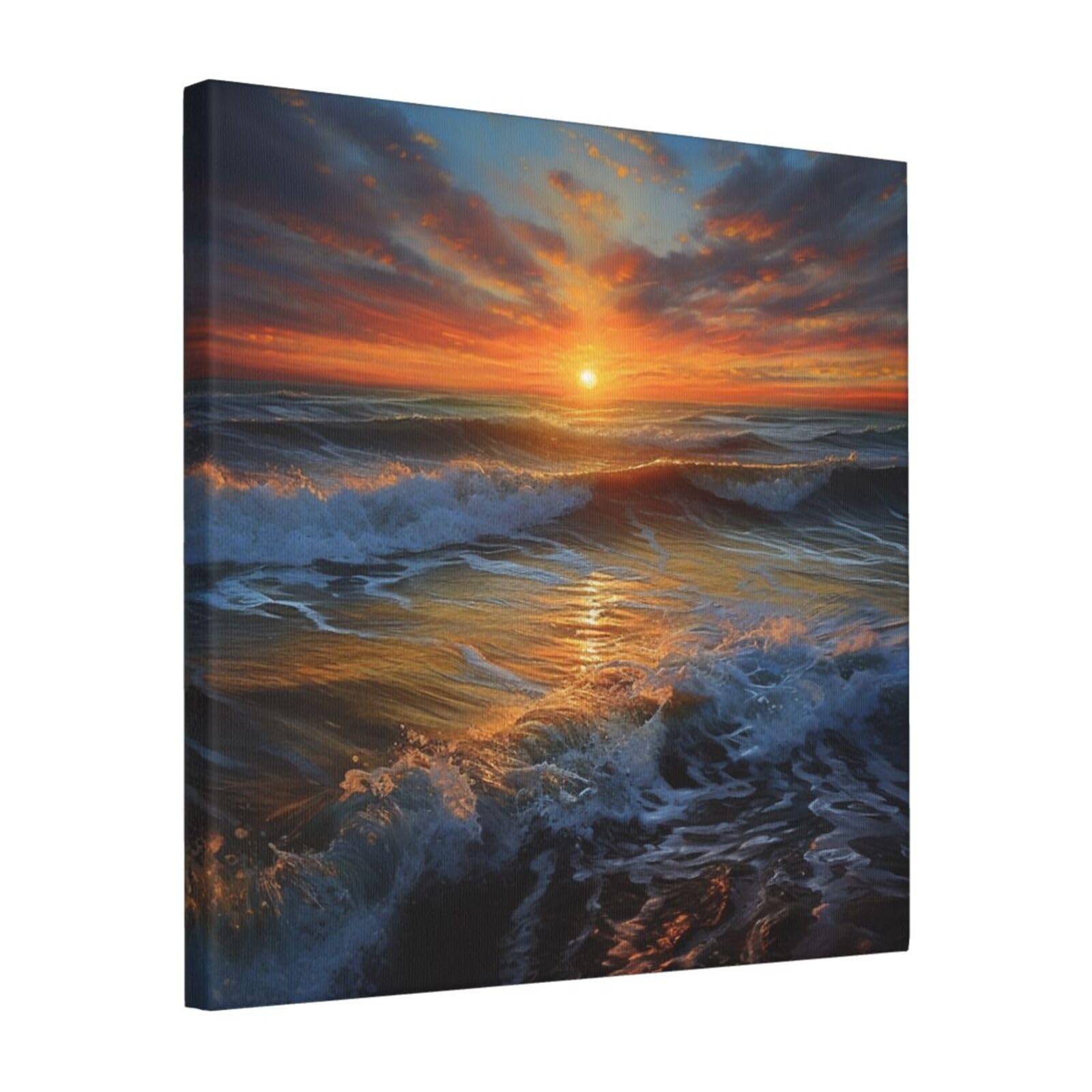 FodPand Sunset Seascape Canvas Wall Art for Living Room Wall Decor 16"x16" Modern Artwork Painting Pictures Hanging Canvas Prints Aesthetic Wall Art for Bedroom Bathroom Office Wallart Decor