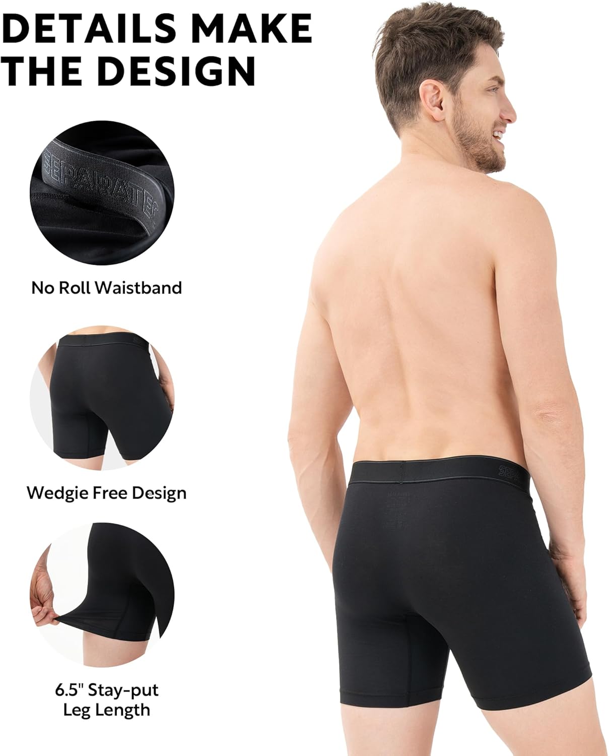 SEPARATEC Mens Underwear with Pouch Premium Soft Micro Modal Boxer Briefs Comfortable Dual Pouch Underwear for Men 3 Pack - Image 6