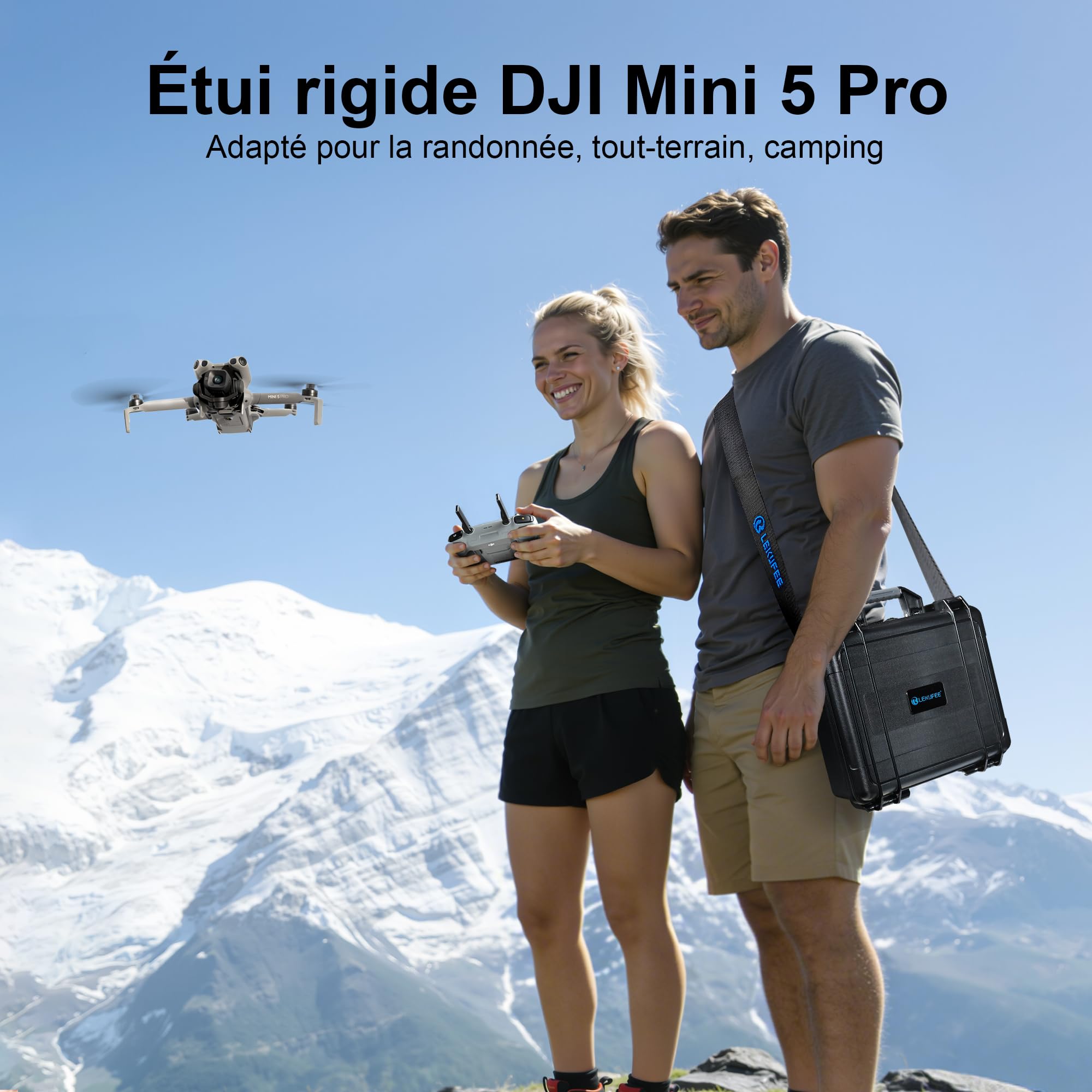 LEKUFEE Rigide Boîte étanche pour Drone DJI Mini 5 Pro/4 Pro/Mini 3,DJI RC 2/RC/ N2/N1 et Accessoires (étui Uniquement)