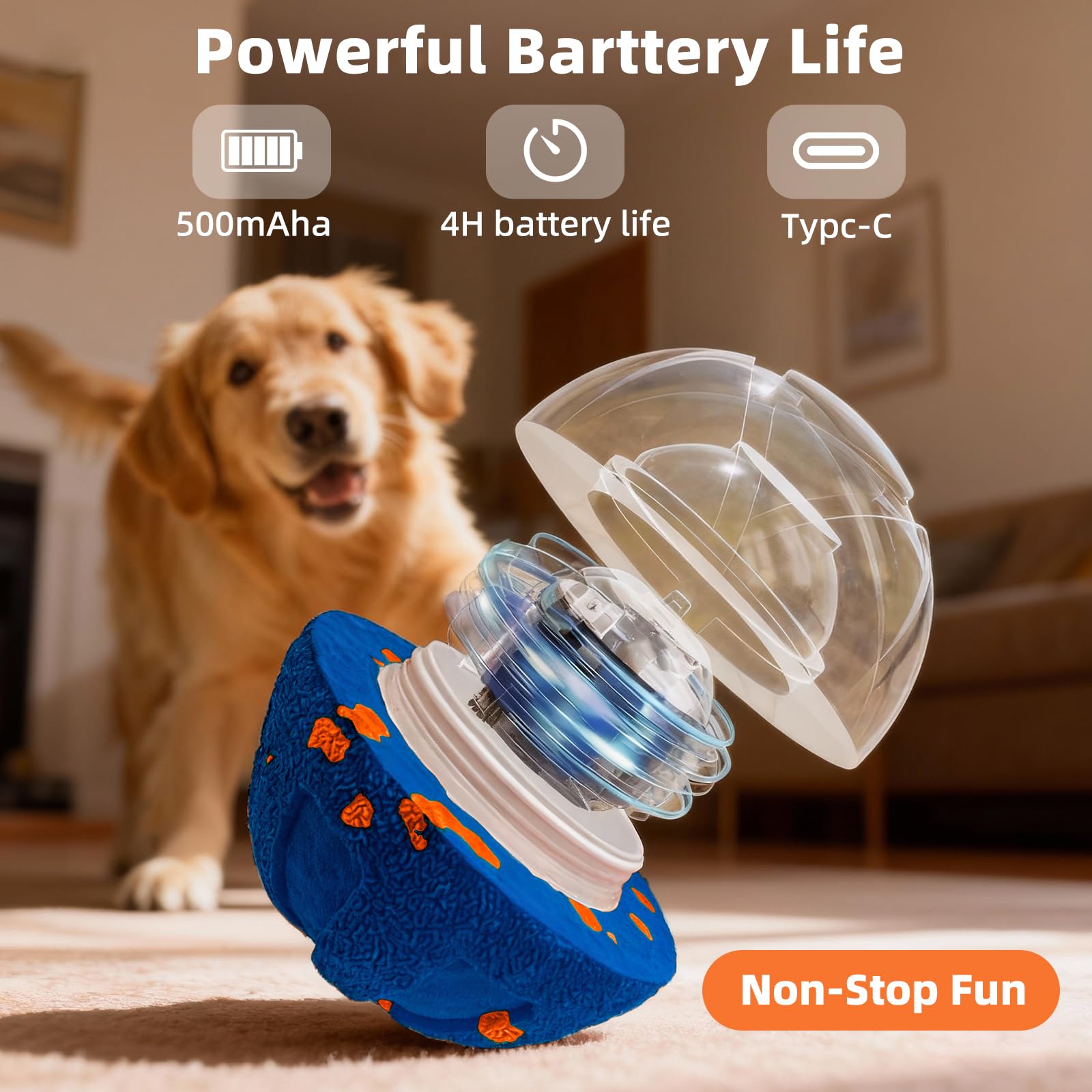 Balles interactives pour chien, jouets à mâcher agressifs, jouets à mâcher pour chien, jouets d'enrichissement pour chien, mouvement automatique, rebondissant, rotatif, rechargeable, jouets pour