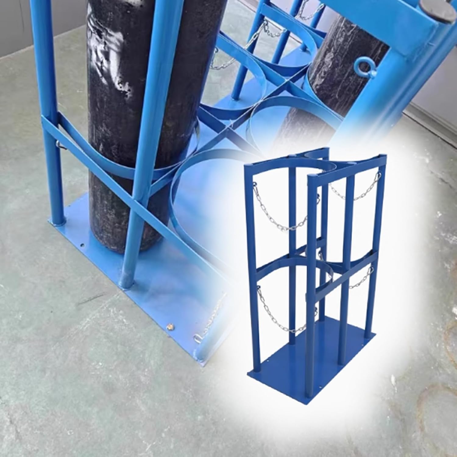 GTHTUHFD Oxygen Cylinder Cart, Oxygen Tank Cart, Cylinder Tank Holder Large Steel Gas Cylinder Organizer Shelf, Floor Mountable Oxygen Cylinder Rack