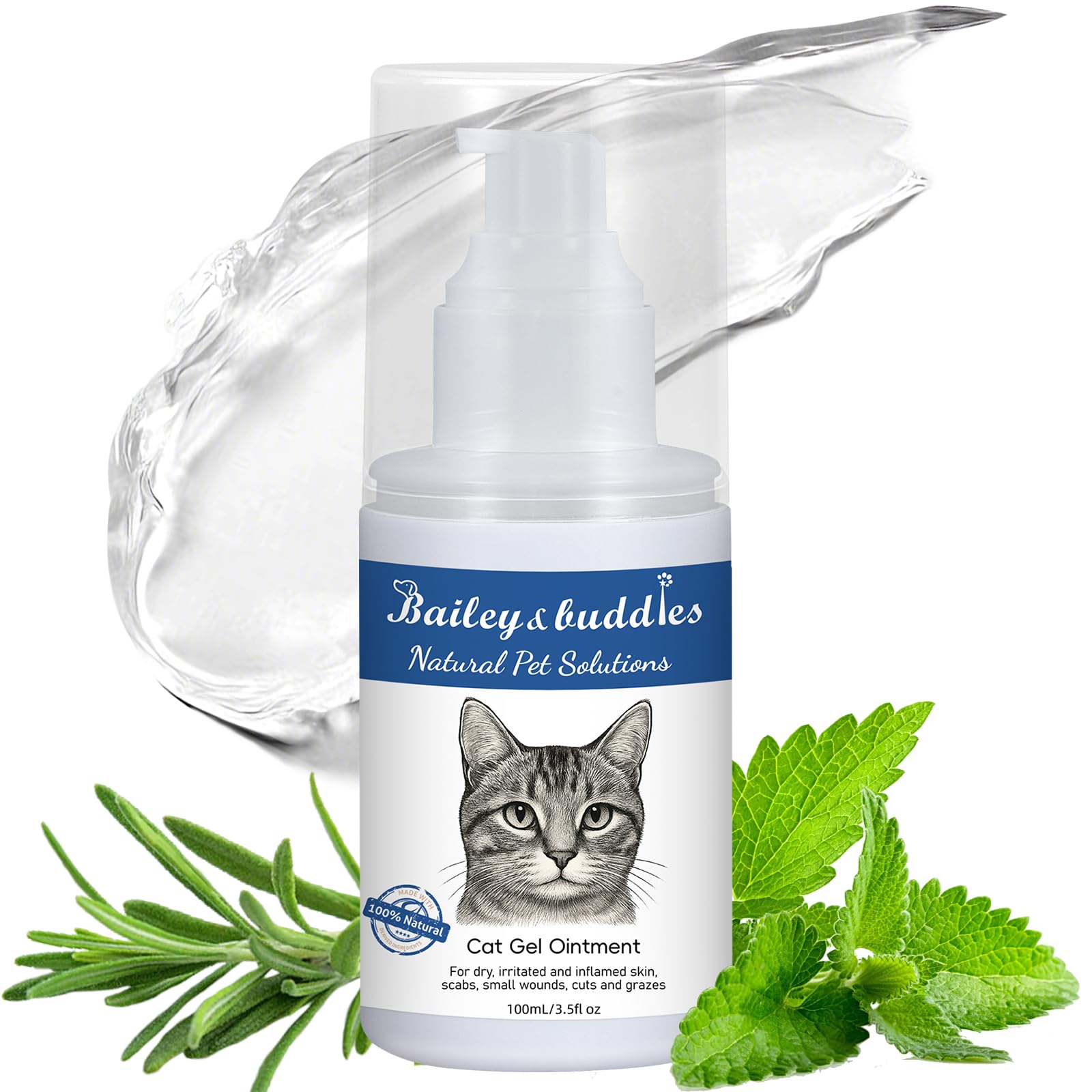 Bailey & buddies Pommade Naturelle pour la Peau de Chat, soulage la Peau sèche, démangeaisons, Points Chauds, eczéma et Allergies - Formule enrichie en oméga