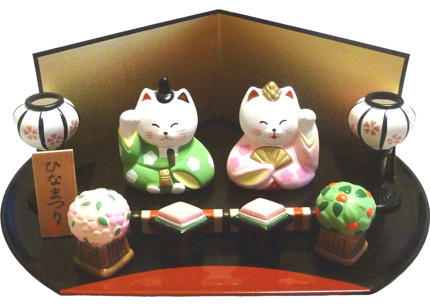 Amazon | 【 ねこのひな祭りセット 】 かわいい猫の雛人形です 【陶器 