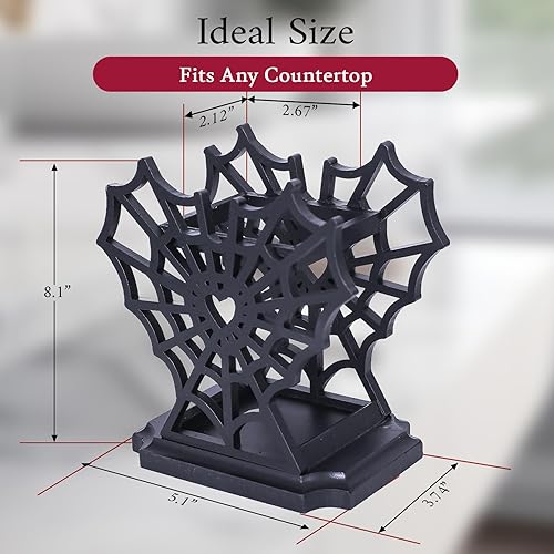 Miniatura 4 de Dispensador de jabón de telaraña, soporte para jabón de manos en forma de corazón de telaraña de Halloween para baño, dispensador de jabón de madera