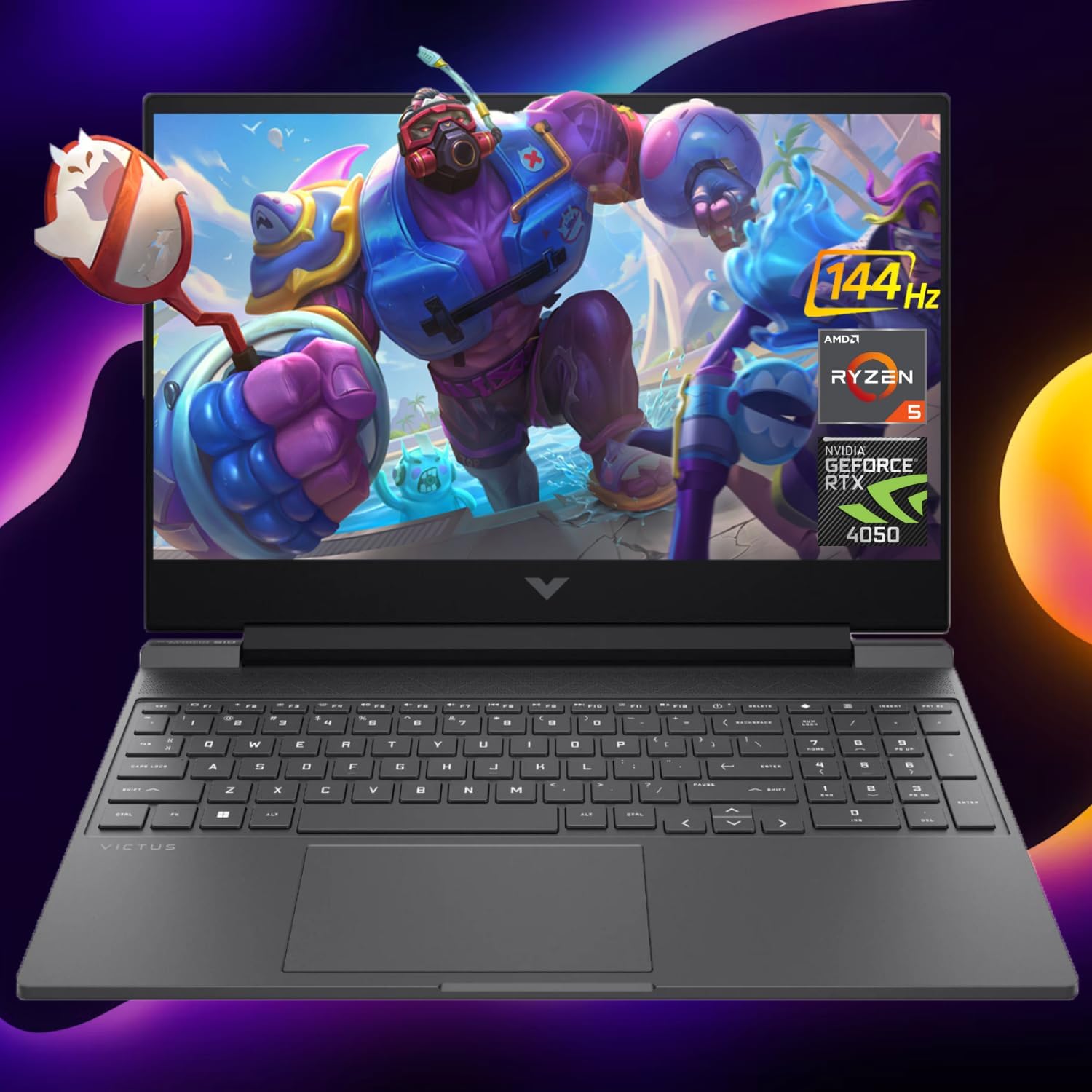Victus 15.6 Ryzen 5 RTX 4050 Gaming Laptop, 15.6" FHD 144Hz, AMD Ryzen 5 8645HS (Beats Intel i7-1355U & Intel i5-14400F), NVIDIA GeForce RTX 4050, 16GB DDR5 RAM, 1TB SSD, Backlit KB, W11H