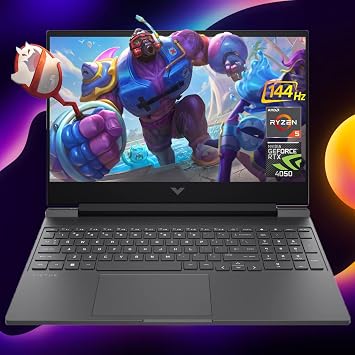 HP Victus 15.6 Ryzen 5 RTX 4050 Gaming Laptop, 15.6" FHD 144Hz, AMD Ryzen 5 8645HS Beats Intel i7-1355U & Intel i5-14400F, NVIDIA GeForce RTX 4050, 32GB DDR5 RAM, 1TB SSD, Backlit KB, W11H