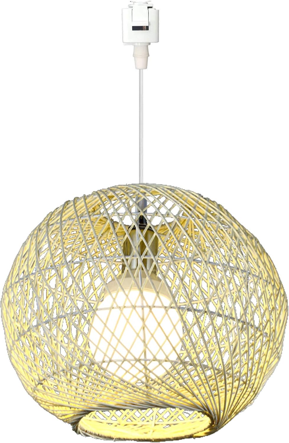 SKIVTGLAMP Dimmable Twine Natural Rattan Lampshade Instant on Pendant Light LType Track