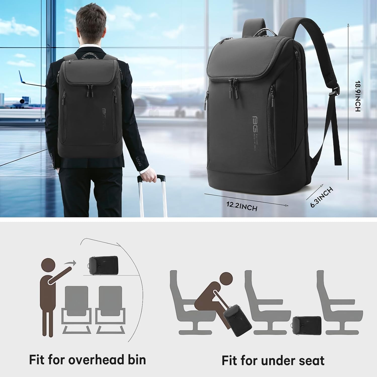 BANGE Commute backpack can hold 15.6 inch laptop,Flight approved carry on backpack for men and woman - Image 4