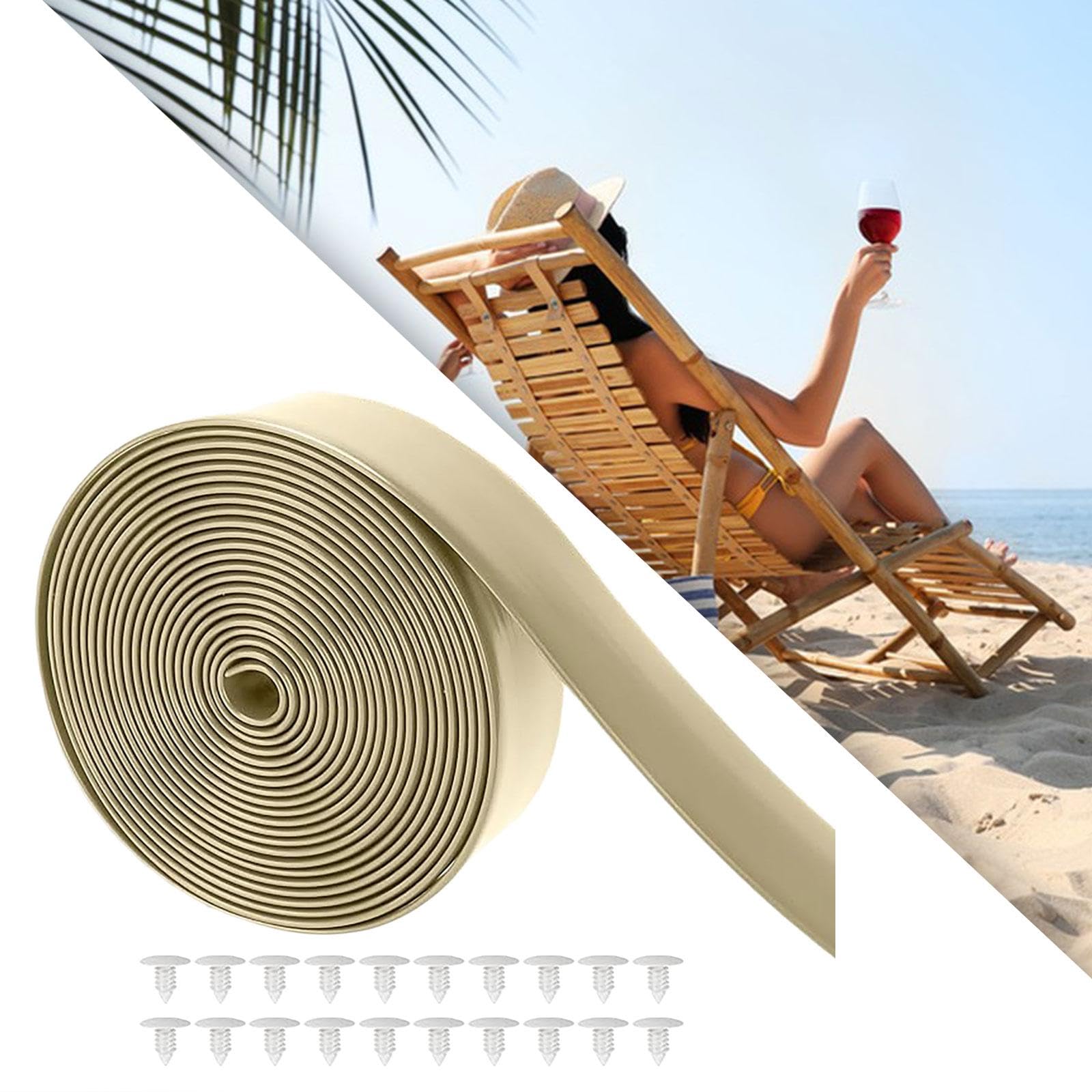 Cinta de vinilo para reparación de sillas de patio, 5 cm de ancho x 3 m de largo, correas de repuesto de PVC para muebles de césped con 10 remaches, resistente a los rayos UV