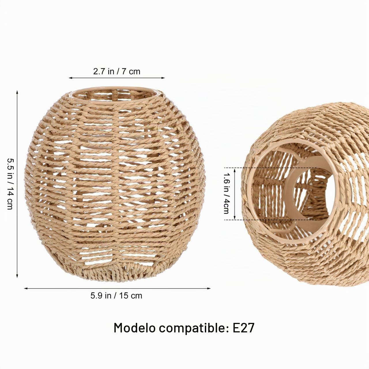 Angoily Pantalla Lampara RatáN Juego De 3 Pantallas De LáMpara Tejidas a Mano De RatáN Retro Cubierta De Araña Para LáMparas Colgantes De Interior Estilo Moderno Para Sala Y Comedor Techo Mesa Y Pie