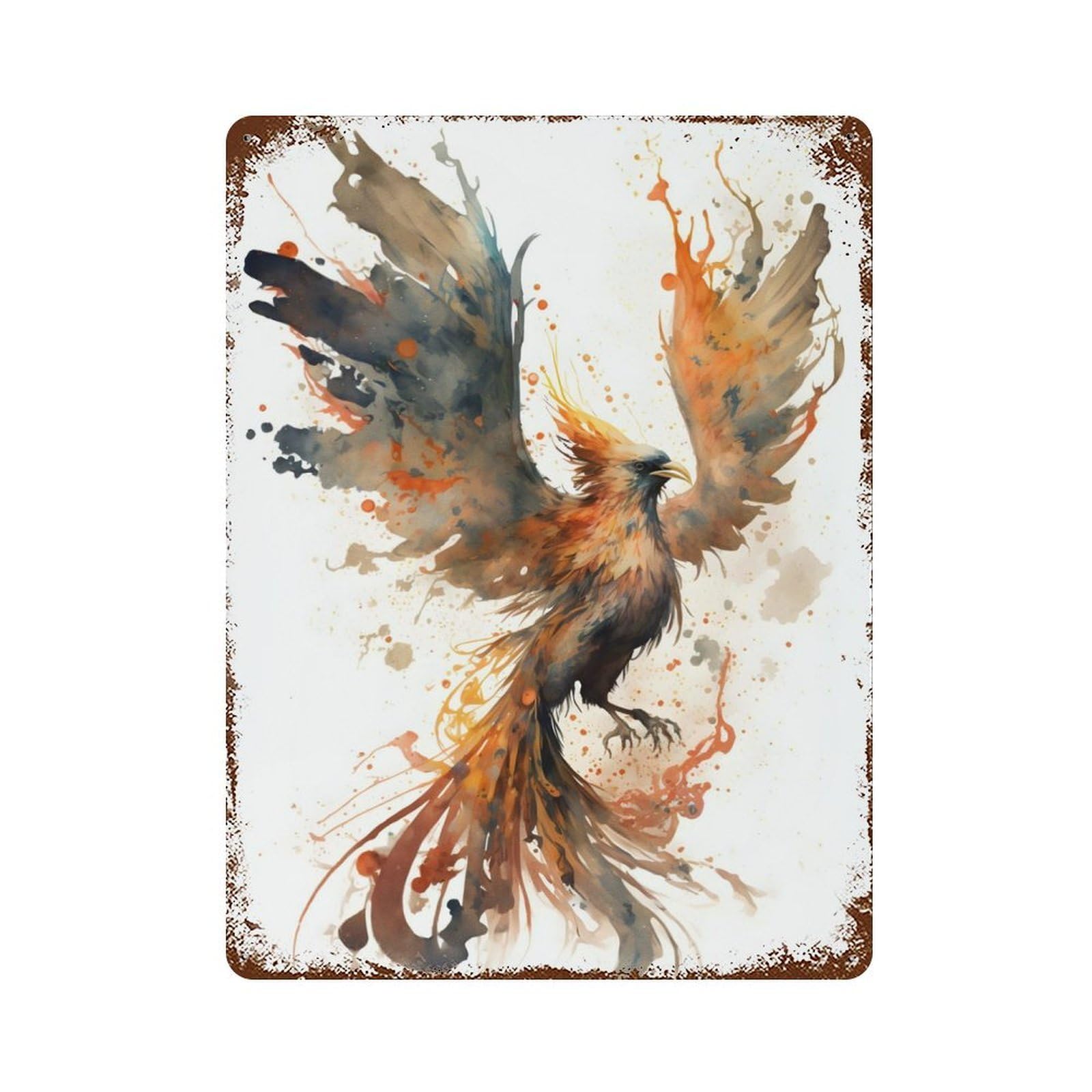 Phoenix Vintage Rust Metal Sign 15.7"x11.8", Classic Wall Plaque for Basement, Hobby Room And Garage Decor