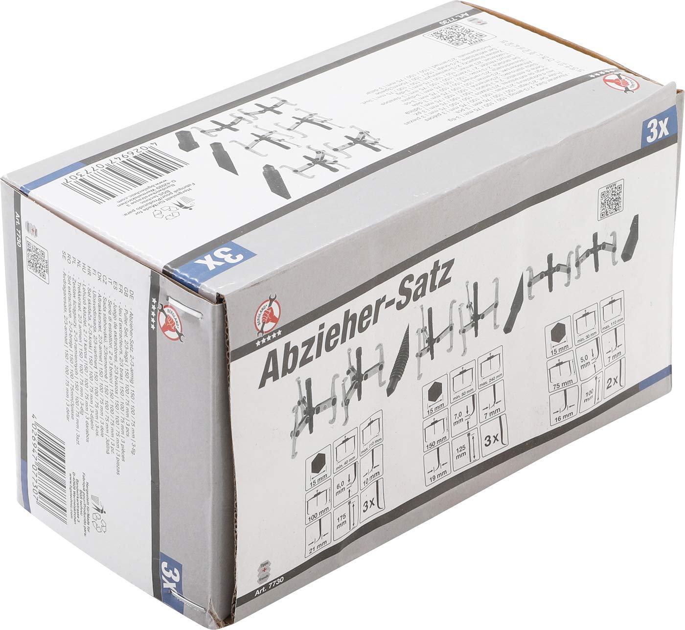 BGS Diy 7730 | Serie di estrattori, 2 e 3 bracci | 150 / 100 / 75 mm | 3 pz.