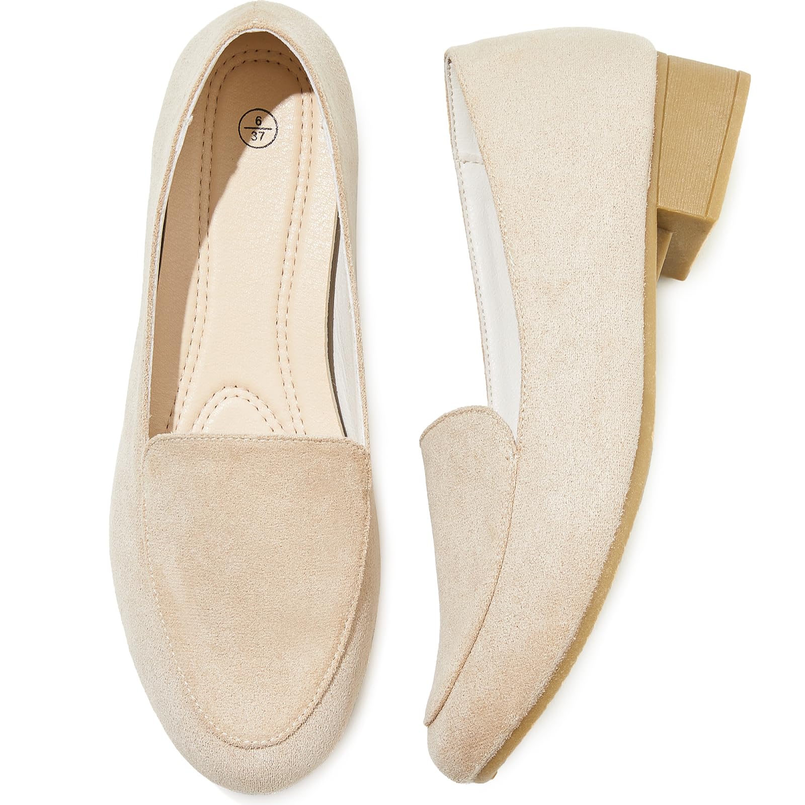 HEAWISH Women's Loafers Slip on Low Heel Shoes,Closed Toe Pumps Dress Shoes,Casual Loafer Work Flats Wedding Shoe