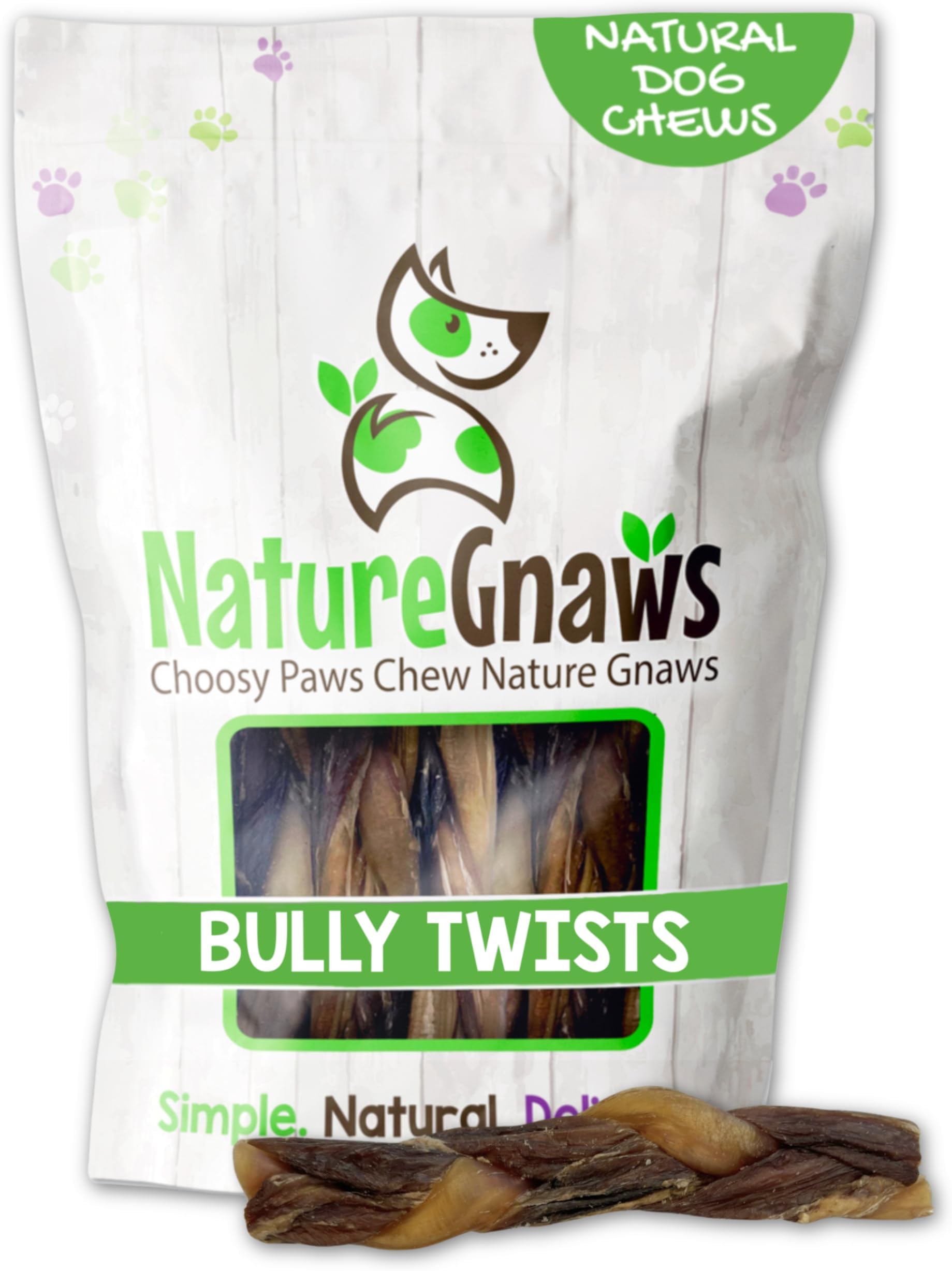 Braided Bully Twists for Dogs 5-6" (3 Count) - Long Lasting for Small and Medium Dogs - Natural Beef Dog Chew Bones