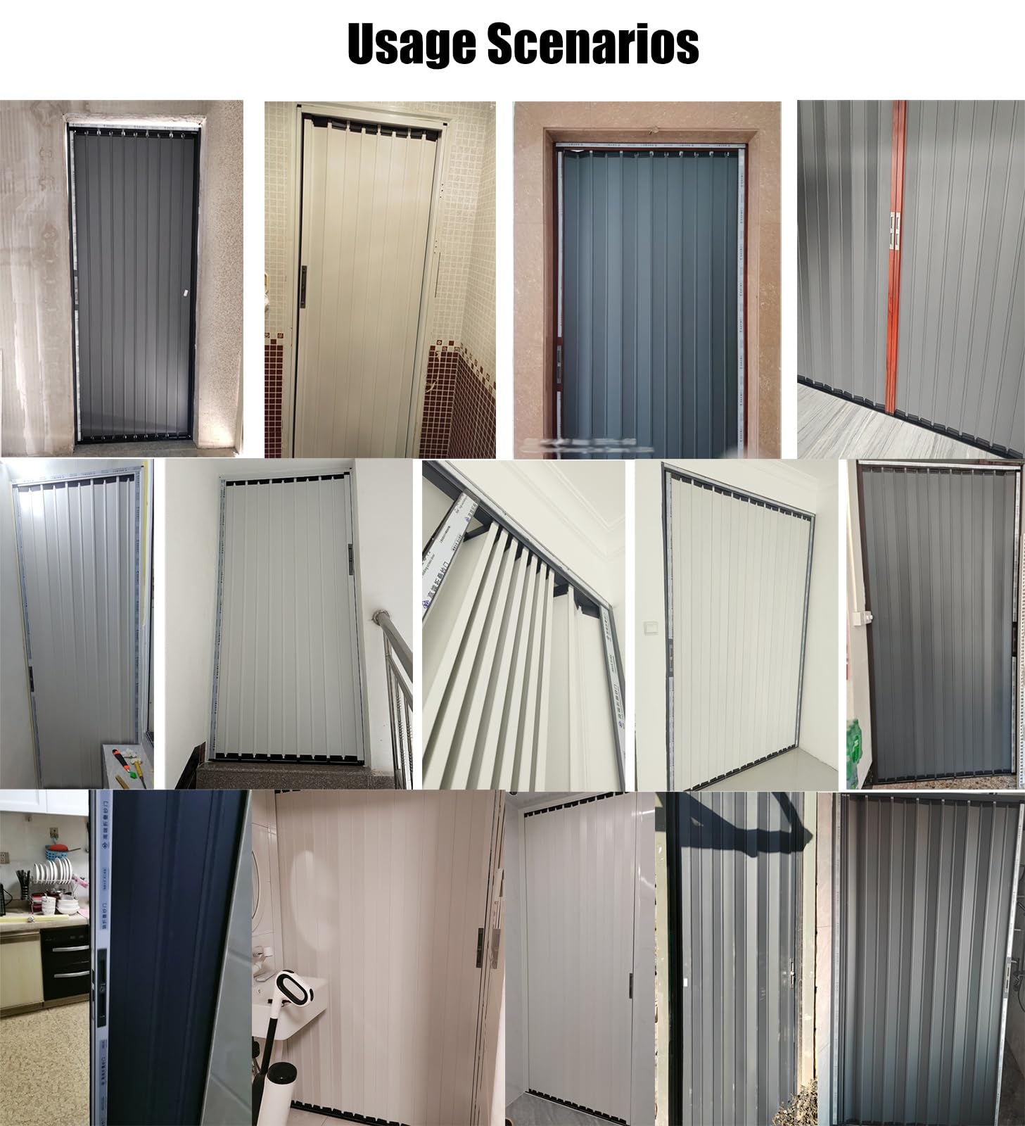 Heavy Du - Puerta plegable de 198 cm de alto con cerradura y llave, puerta de concertina interna para uso doméstico y comercial, gris y blanco, 42x78in / 106,7 x 198 cm