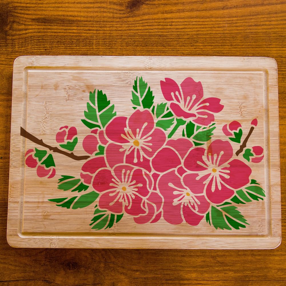 MAYJOYDIY 3 Pochoir Fleur de Cerisier 15×15/29.7×21cm Pochoir pour Peinture Branche de Fleur Modèle en Plastique Fleurs de printemps pour Peinture Sur Bois Bricolage Artisanat Toile Murale MAYJOYDIY 3 Pochoir Fleur de Cerisier 15×15/29.7×21cm Pochoir pour Peinture Branche de Fleur Modèle en Plastique Fleurs de printemps pour Peinture Sur Bois Bricolage Artisanat Toile Murale