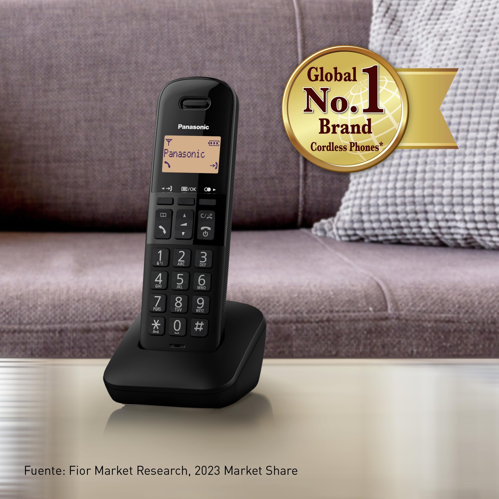 Panasonic KX-TGB613SPB Teléfono Fijo inalámbrico trío, Bloqueo de Llamadas, 18 Horas de conversación, 200 Horas en Espera, Agenda 50 contactos, Resistencia a caídas, Color Negro