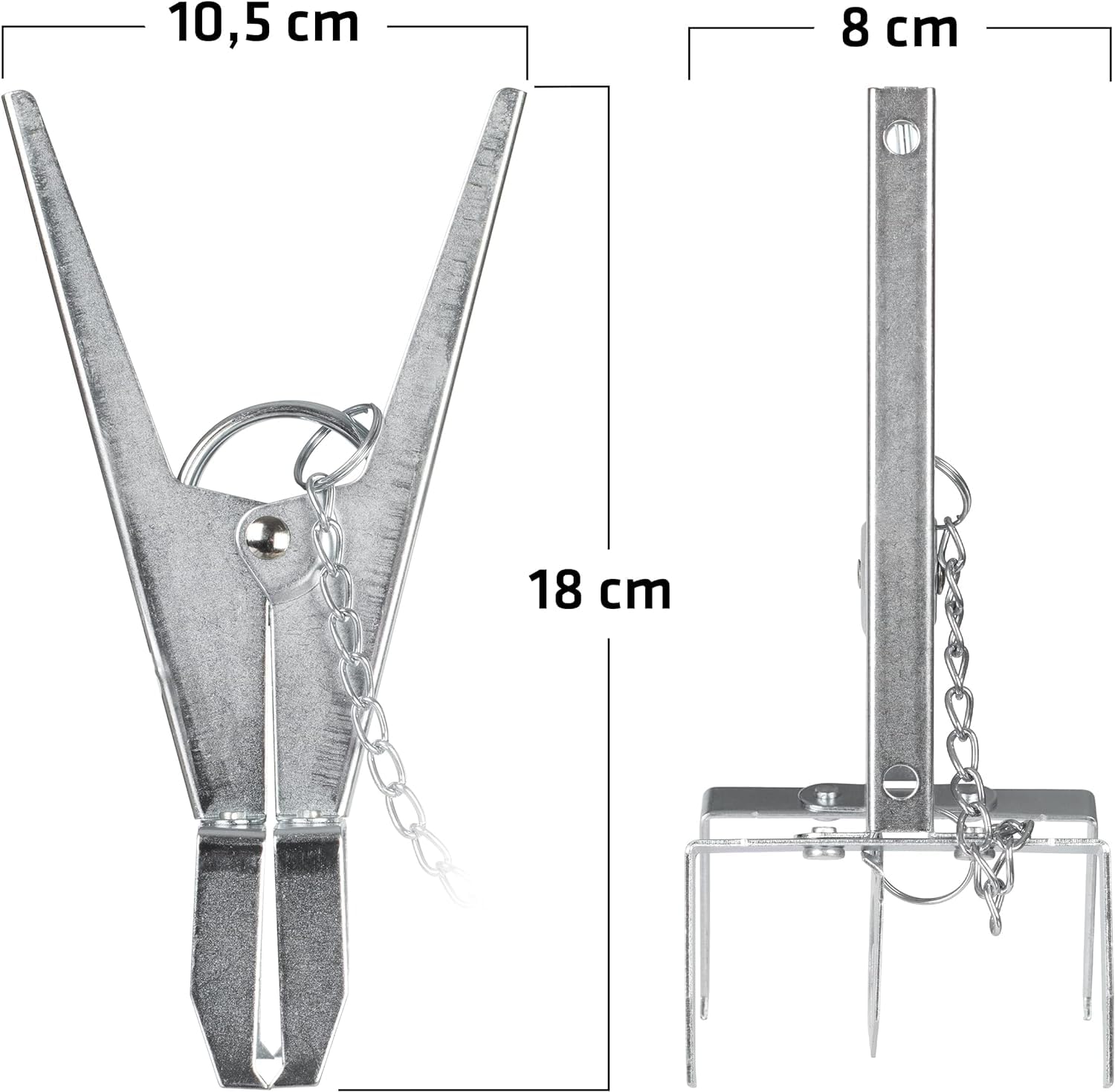 Gardigo® 4x Trappole per Talpe e Arvicole | Trappole per Talpe Professionali | Pinze in Metallo Riutilizzabili con Porta Esca e Catena | Antitalpe da Giardino | Cattura su Entrambi i Lati | Anti Talpa
