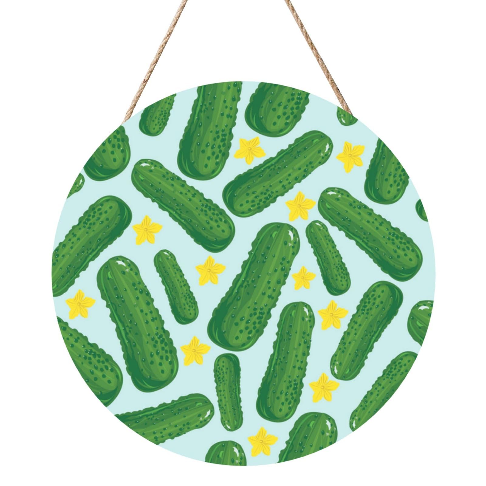 Cucumbers, Round Wood Panel Painting 12 in, Wall Hanging Painting For Home