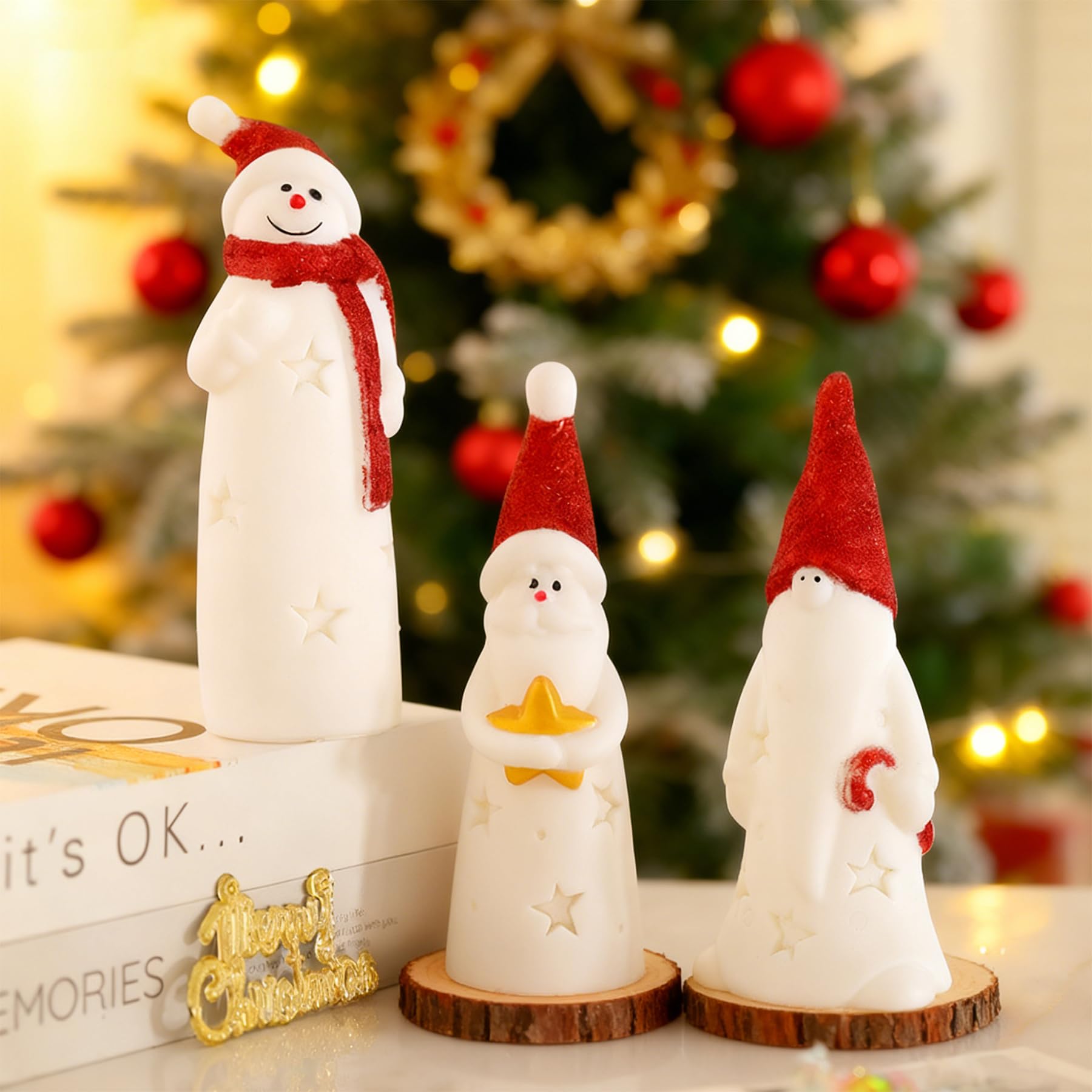 Decorazione natalizia babbo natale pupazzo di neve caldo bianco Led luce notturn