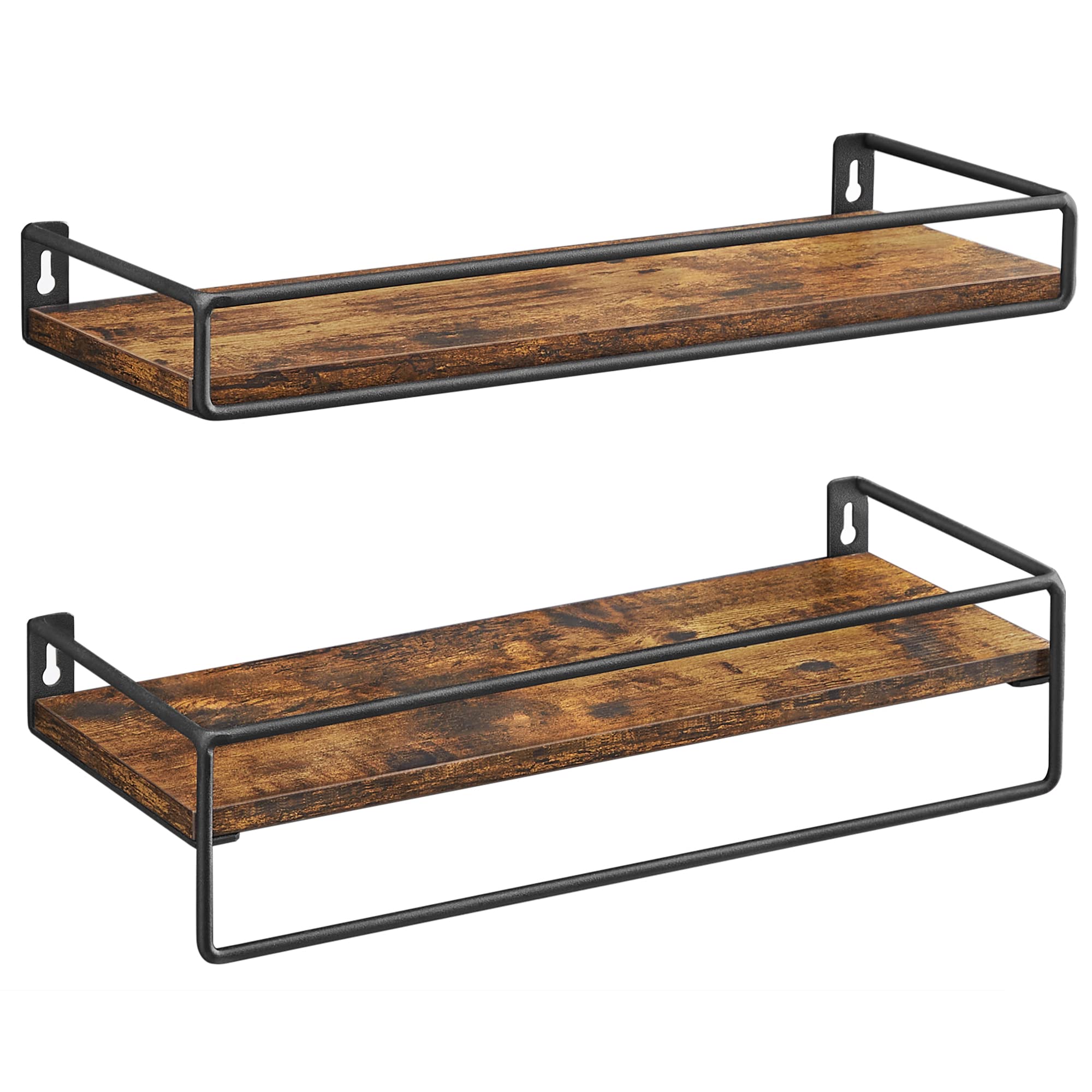 VASAGLE Estanteria Pared, Juego de 2, Baldas Flotantes Pared con Barra