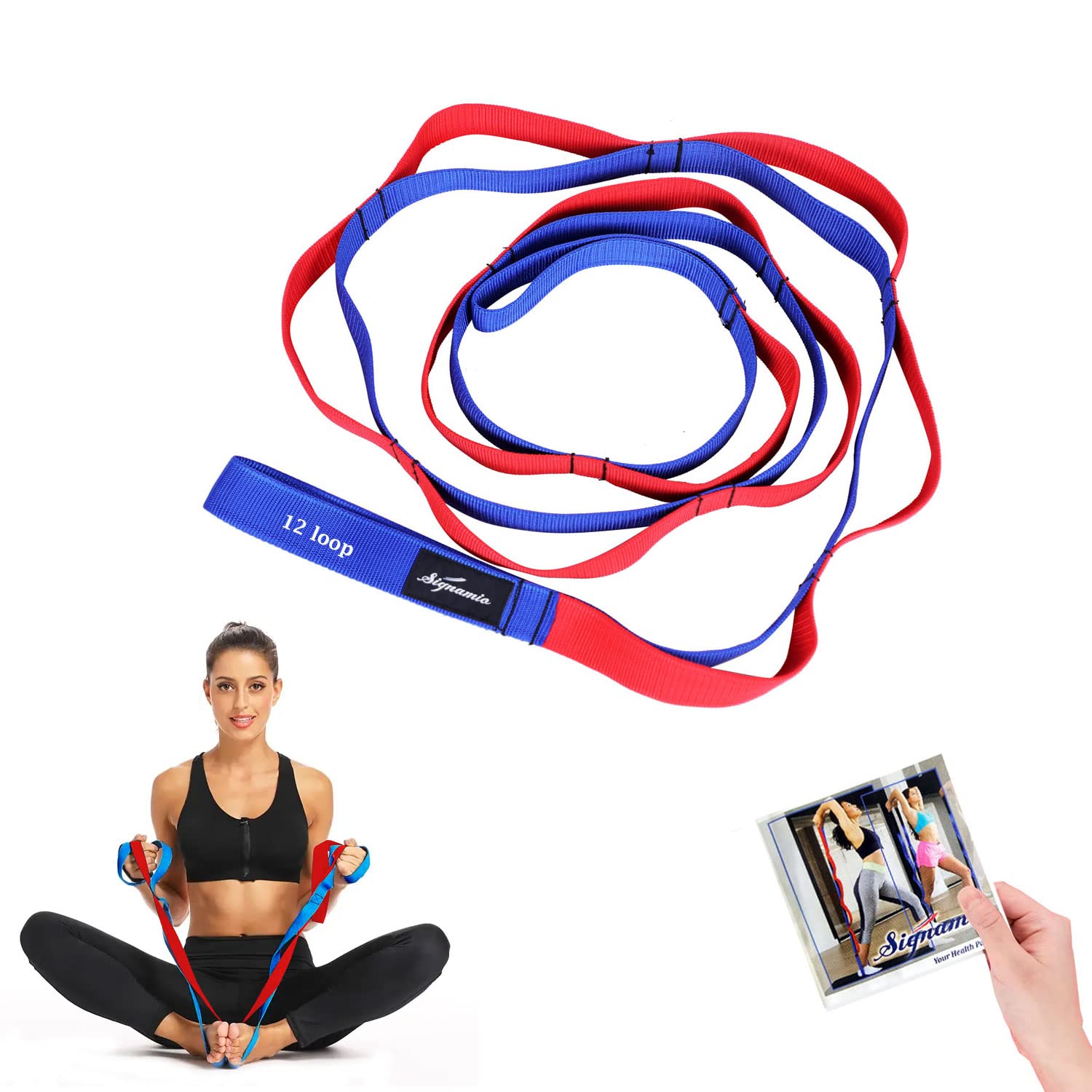 SIGNAMIO® Multi grip Hamstring yoga 12 loop exercise belt stretch strap band rope for stretching men women with Yoga Fitness Booklet - Blue-Red-1pcs (B08THPVDZJ) Amazon Price History, Amazon Price Tracker