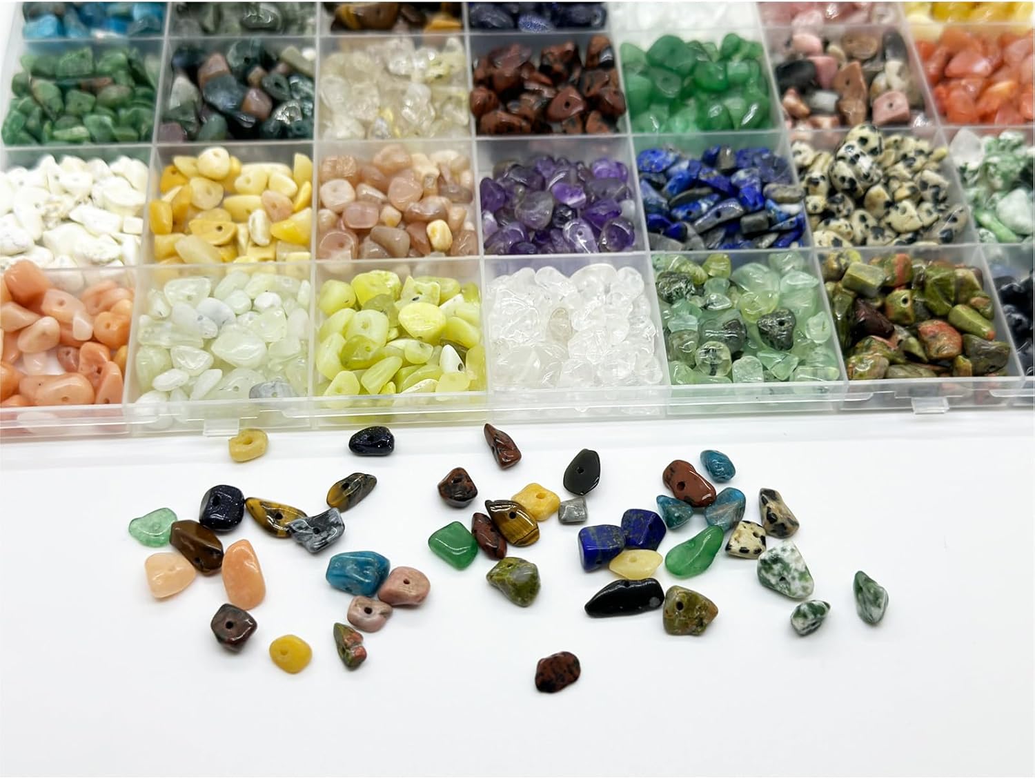 Maonewque Irregular and Polished Gemstone Chips -Size 5mm to 8mm -1mm Hole Drilled Energy Healing Stone Chips for Jewelry Making and Crafts (28 Colors-A) - Image 6