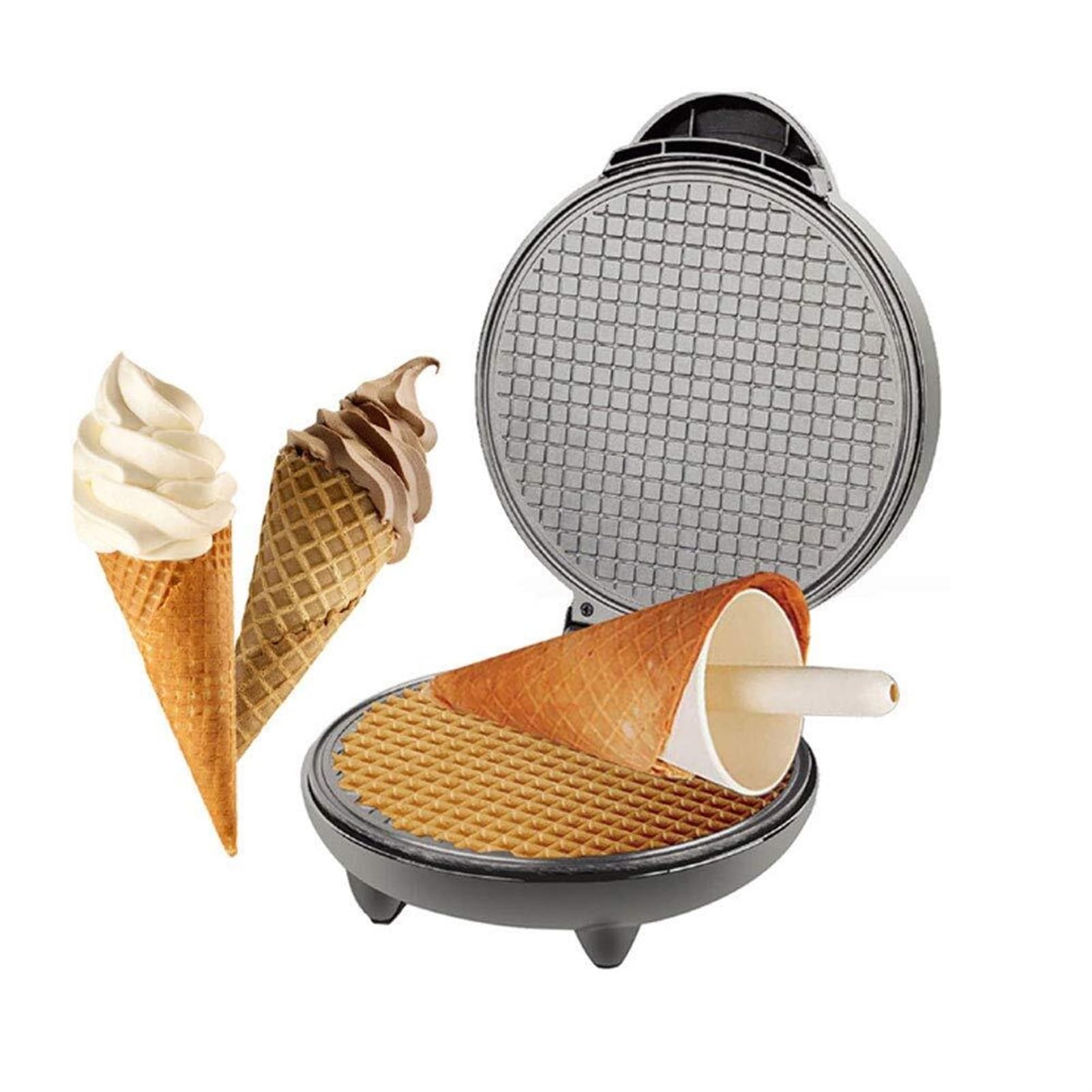 Máquina eléctrica para Hacer Conos de gofre, máquina para Hacer rollitos de Primavera con Masa de Helado, Bandeja Antiadherente para Hornear rollitos de Huevo, Regalo de Cocina.,