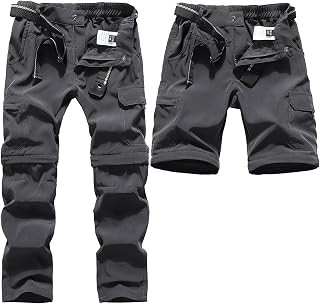 DAFENGEA Kids Hiking Cargo Pants Convertible Zip Off | Boys Casual Outdoor Quick Dry Mountaineering Trousers for Girls