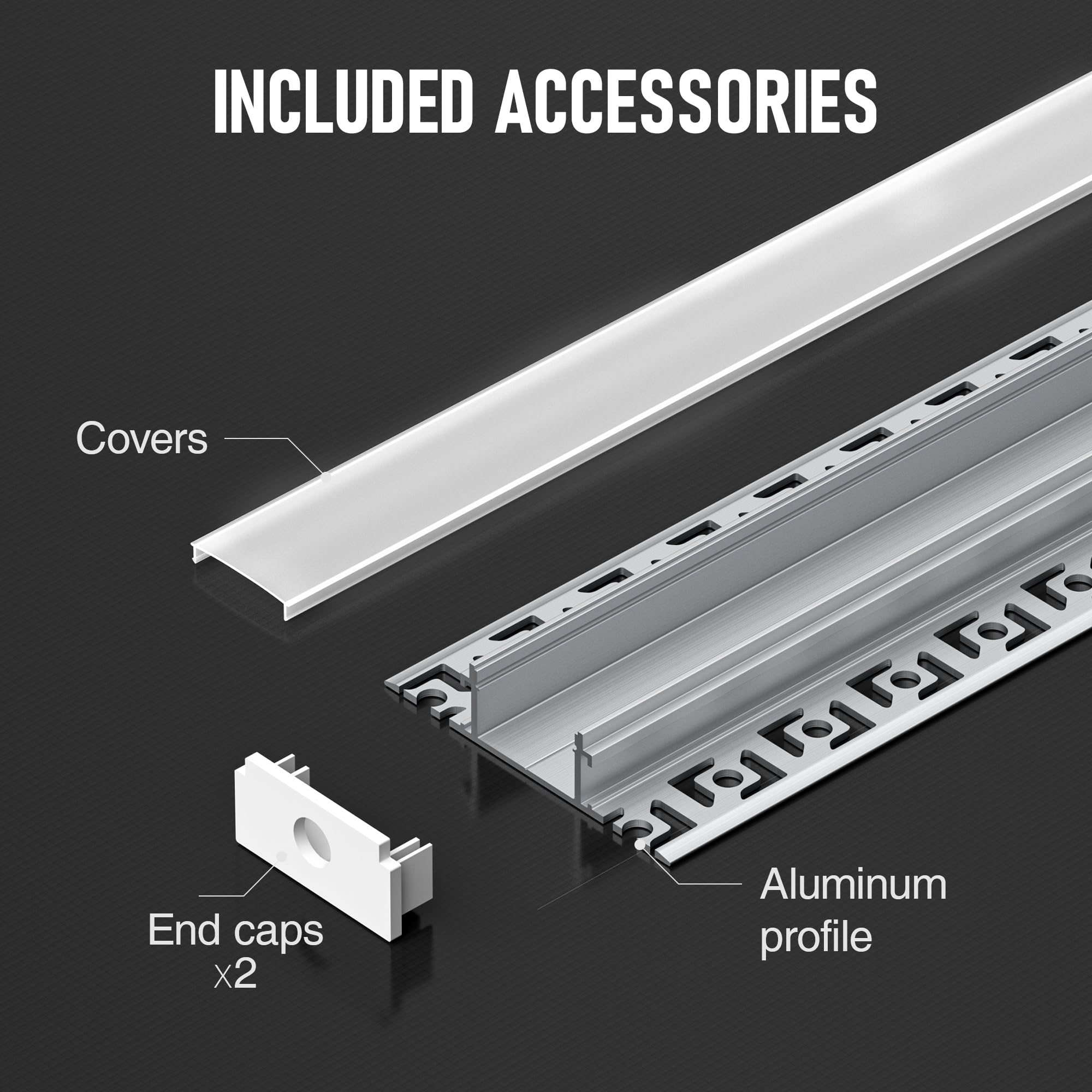 GEEKLUX 10 x Profili per Strisce LED da 2 m in Alluminio (Totale 20 m (WJ005_(61.8 x 13.8mm)_U_LED≤20mm, 10 x 2m_(20m))