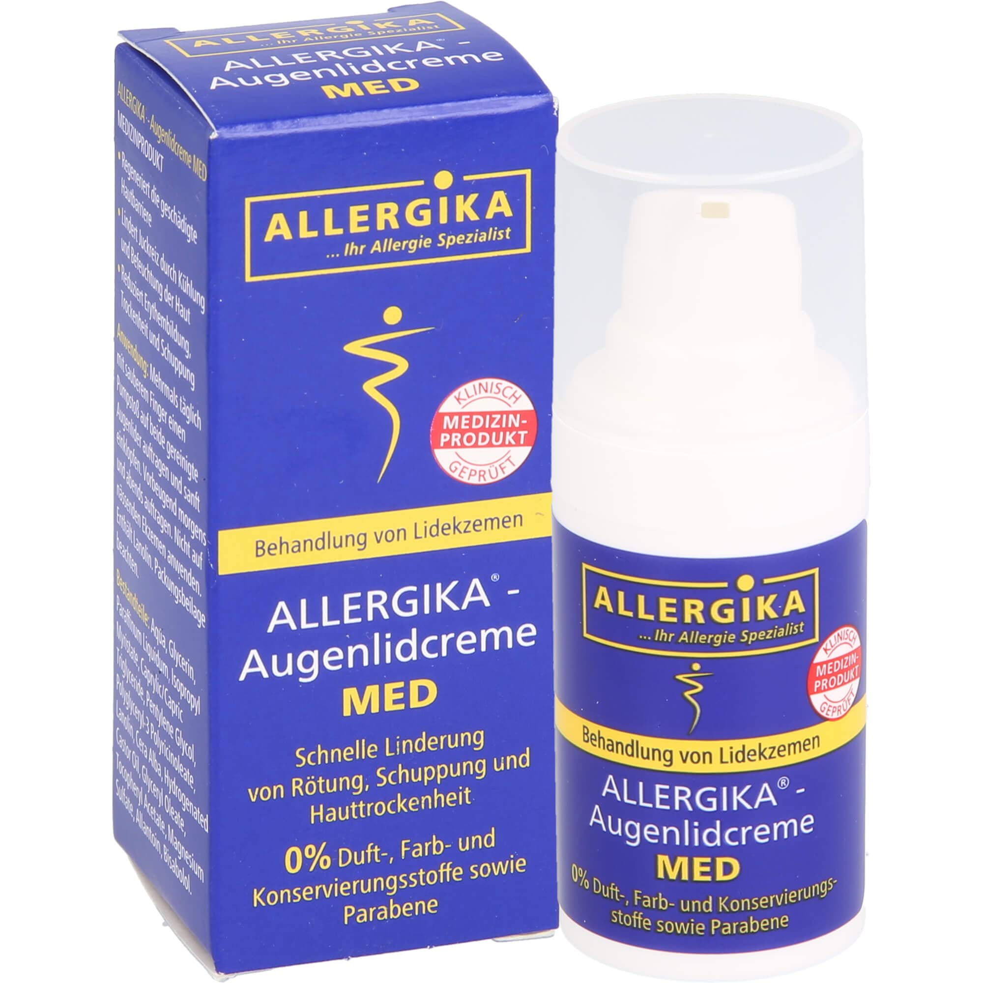 Allergika Med Augenlidcreme, 15 ml, Schnelle Linderung von Rötung, Schuppung und Hauttrockenheit